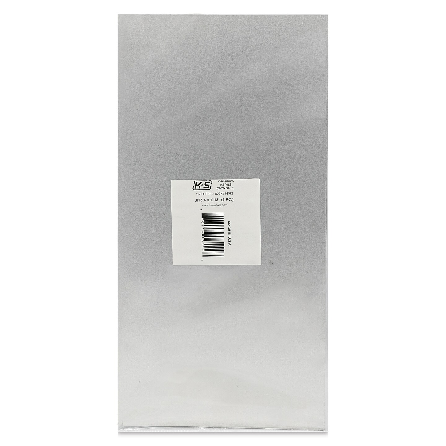 K&#x26;S Metal Sheets - Tin, 6&#x22; x 12&#x22;, 0.013&#x22; Thick