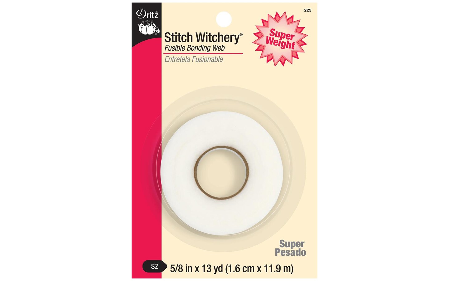 Dritz 5/8 Stitch Witchery Fusible Bonding Web, Regular Weight