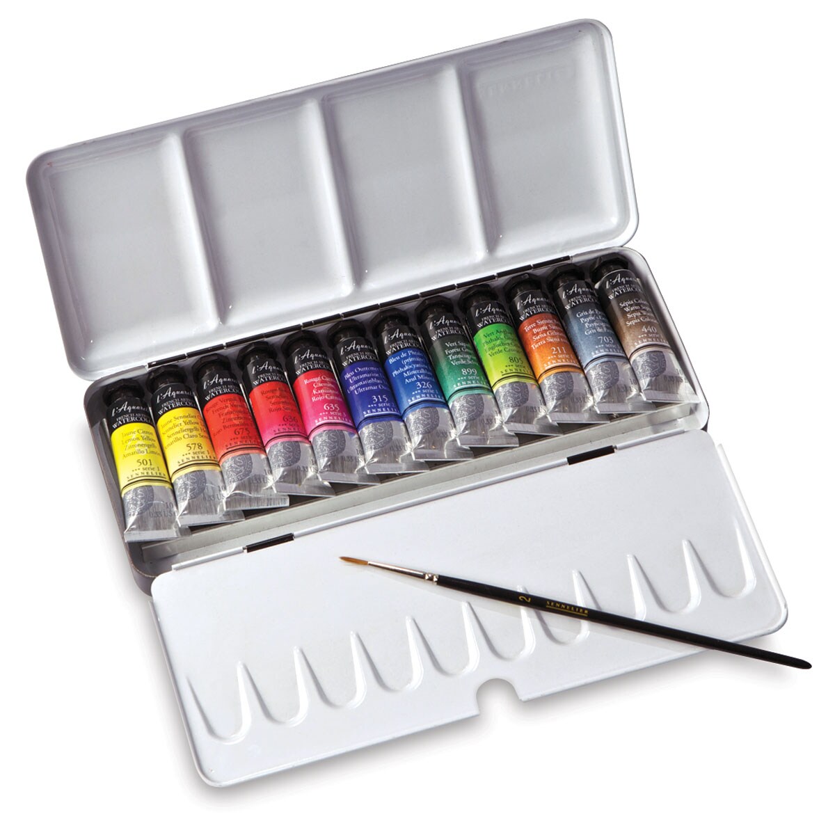 Sennelier French Artists' Watercolor Set - Set of 12, Metal Case, Assorted, 10 ml