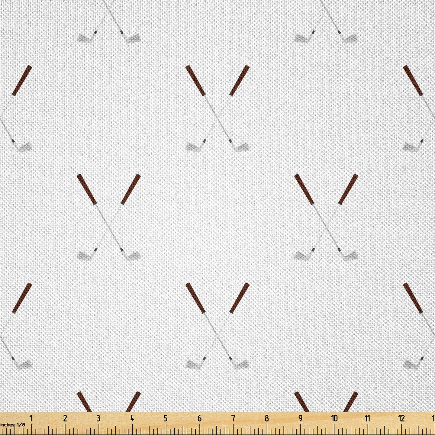 Ambesonne Golf Fabric by The Yard, Golf Clubs Motif Competition Recreation Outside Activity Sports Print, Decorative Satin Fabric for Home Textiles and Crafts, 2 Yards, White Grey