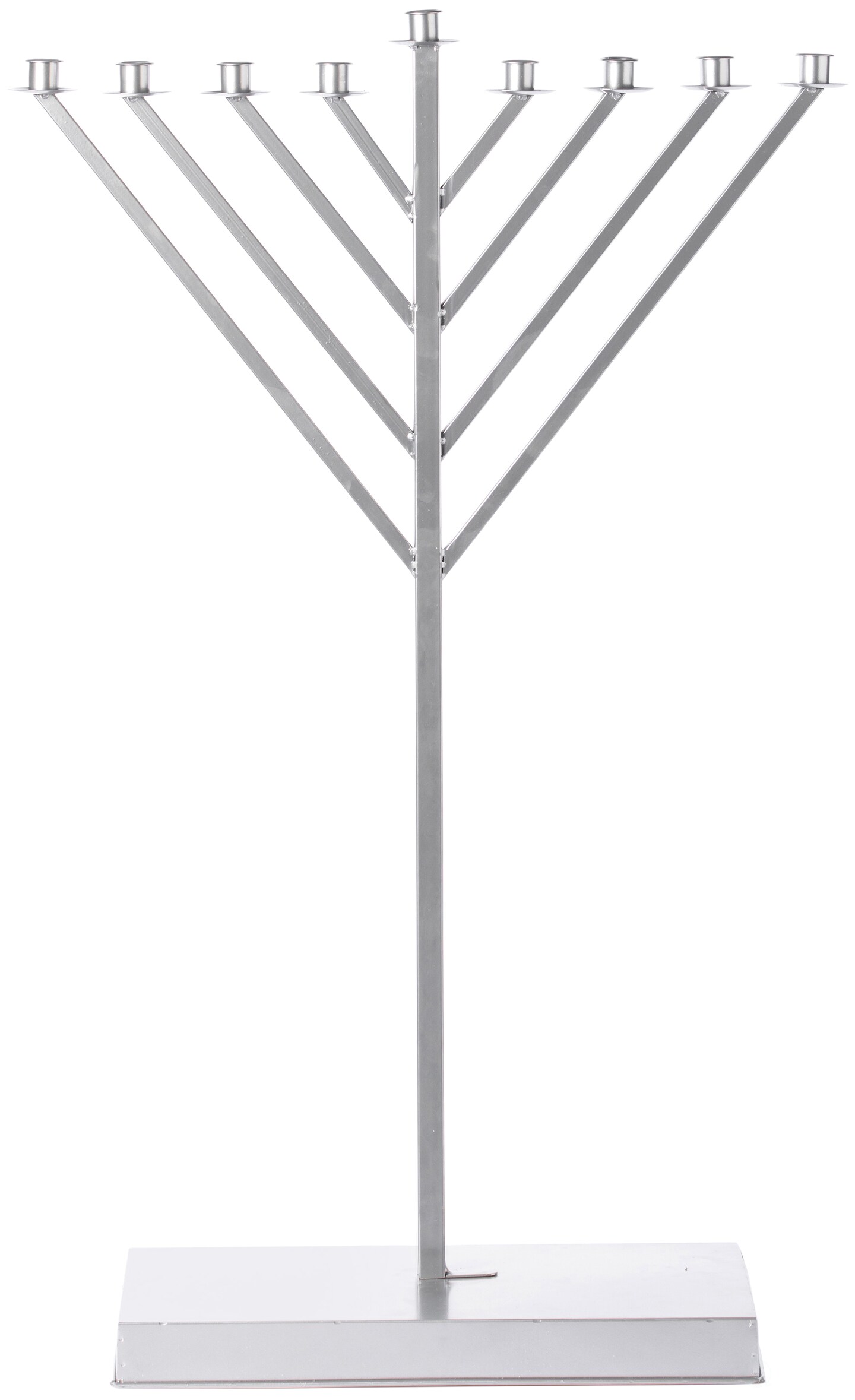 Large Metal Silver Coated Hanukkah Menorah For Synagogue