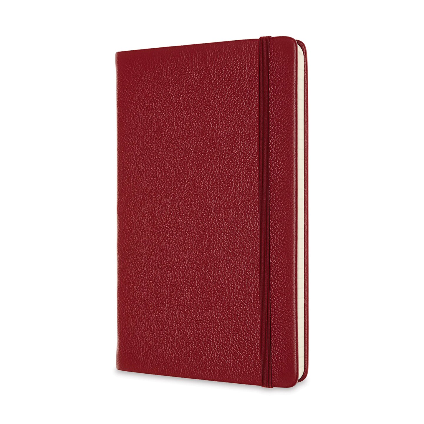 Moleskine Classic Leather Notebook - Red, Large, Ruled, 5" x 8-1/4"
