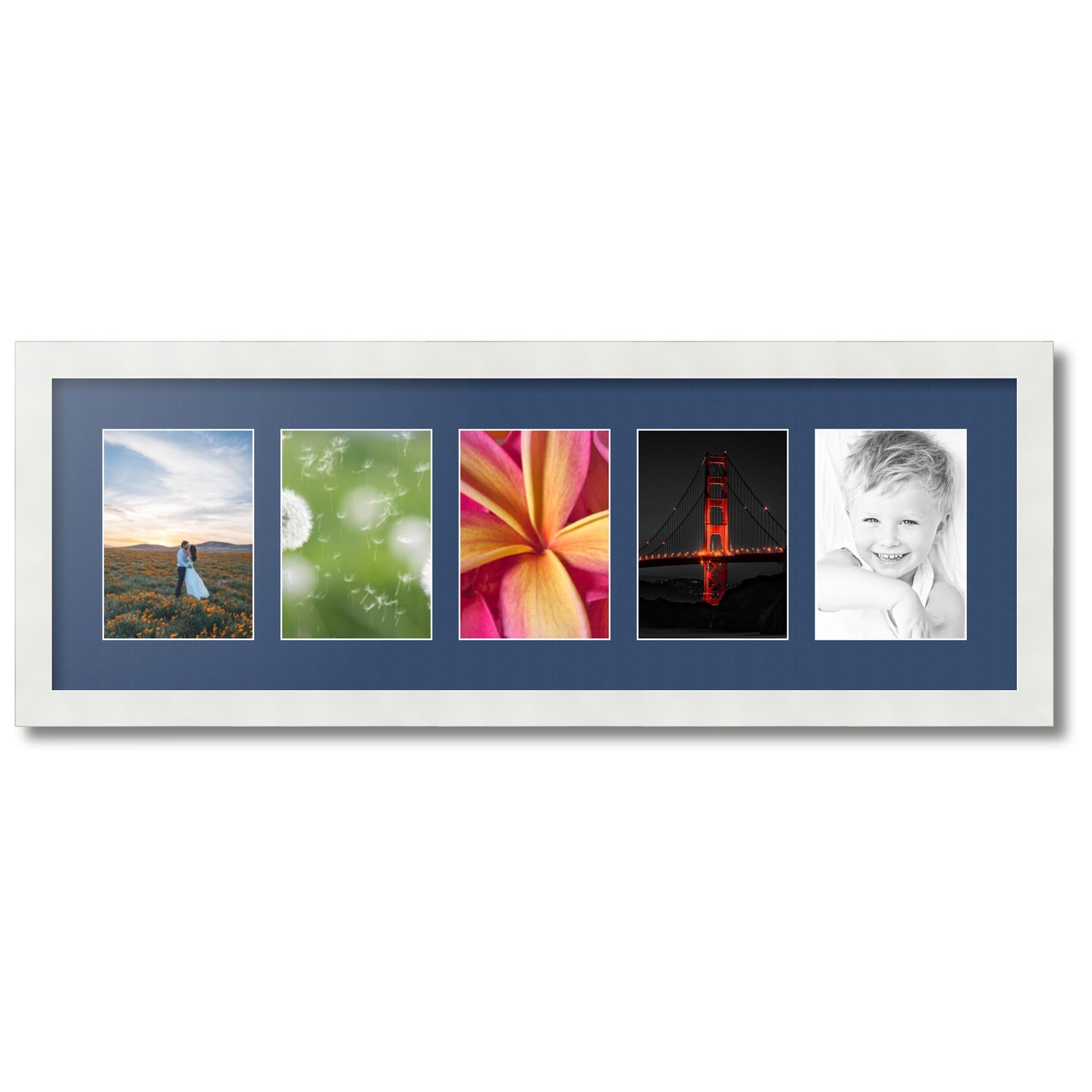 ArtToFrames Collage Photo Picture Frame with 5 - 5x7 inch Openings, Framed in White with Over 62 Mat Color Options and Plexi Glass (CSM-3966-152)