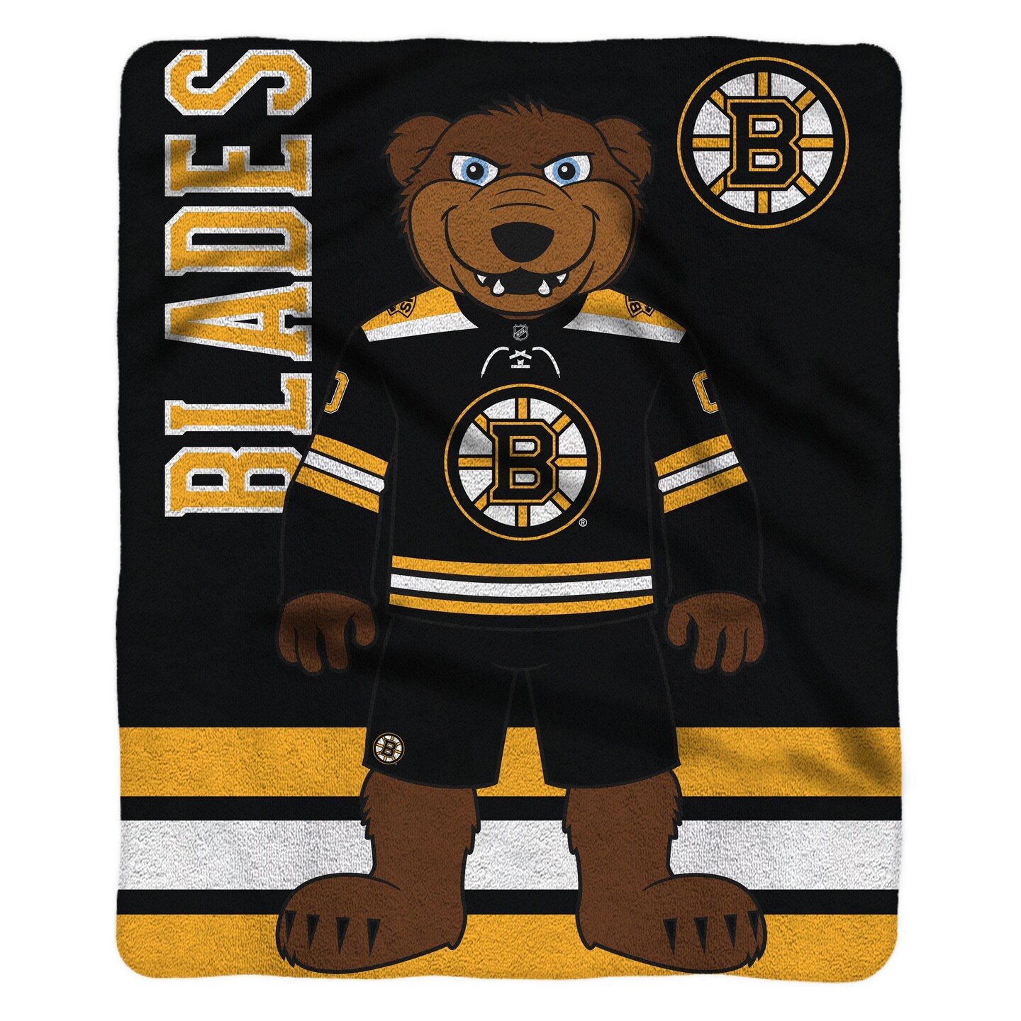 Sleep Squad Boston Bruins Blades 60&#x201D; x 80&#x201D; Raschel Plush Hockey Blanket
