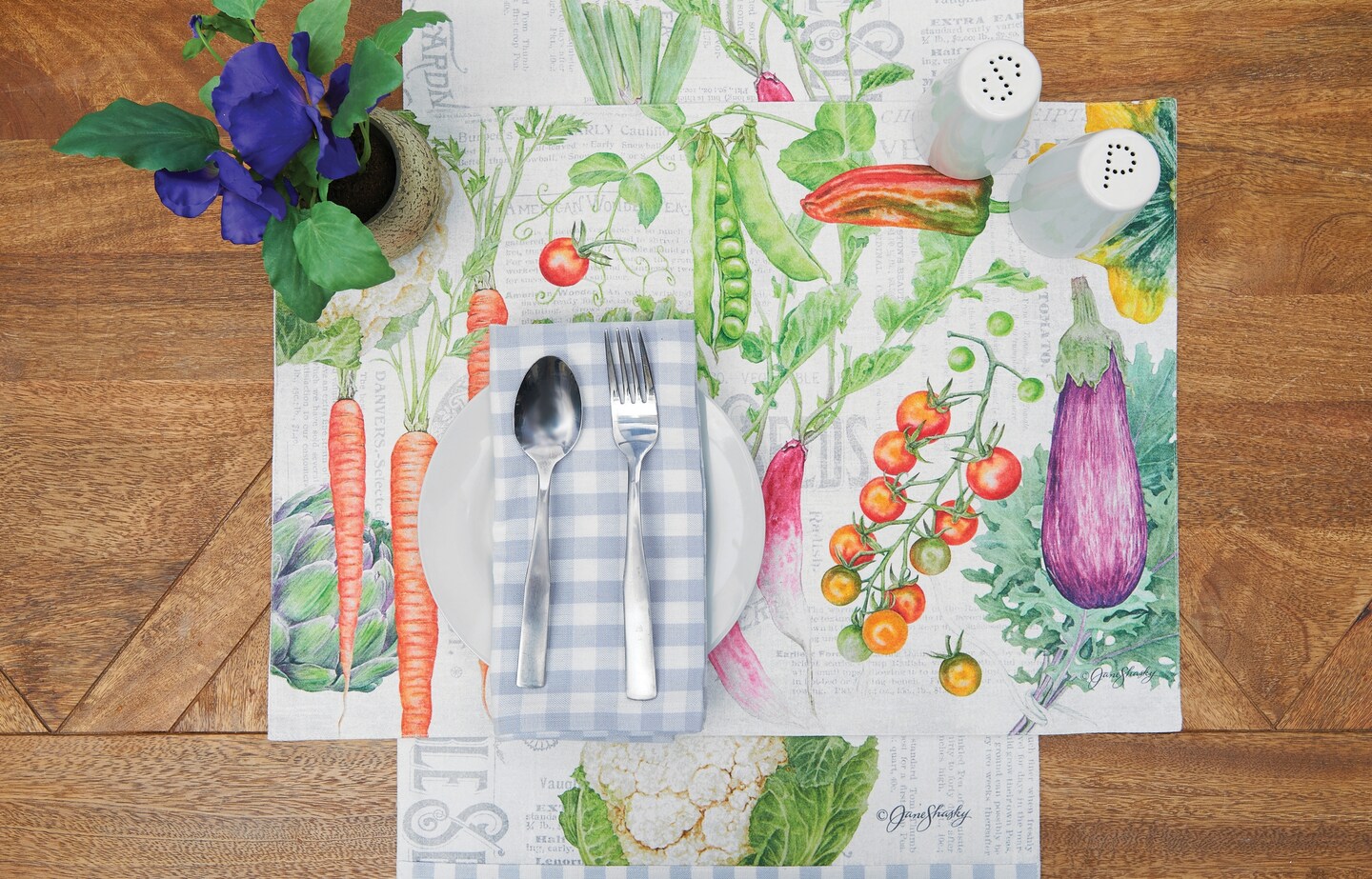 Vegetable Garden Cotton Table Runner 14&#x22; x 72&#x22; w/ Carrots