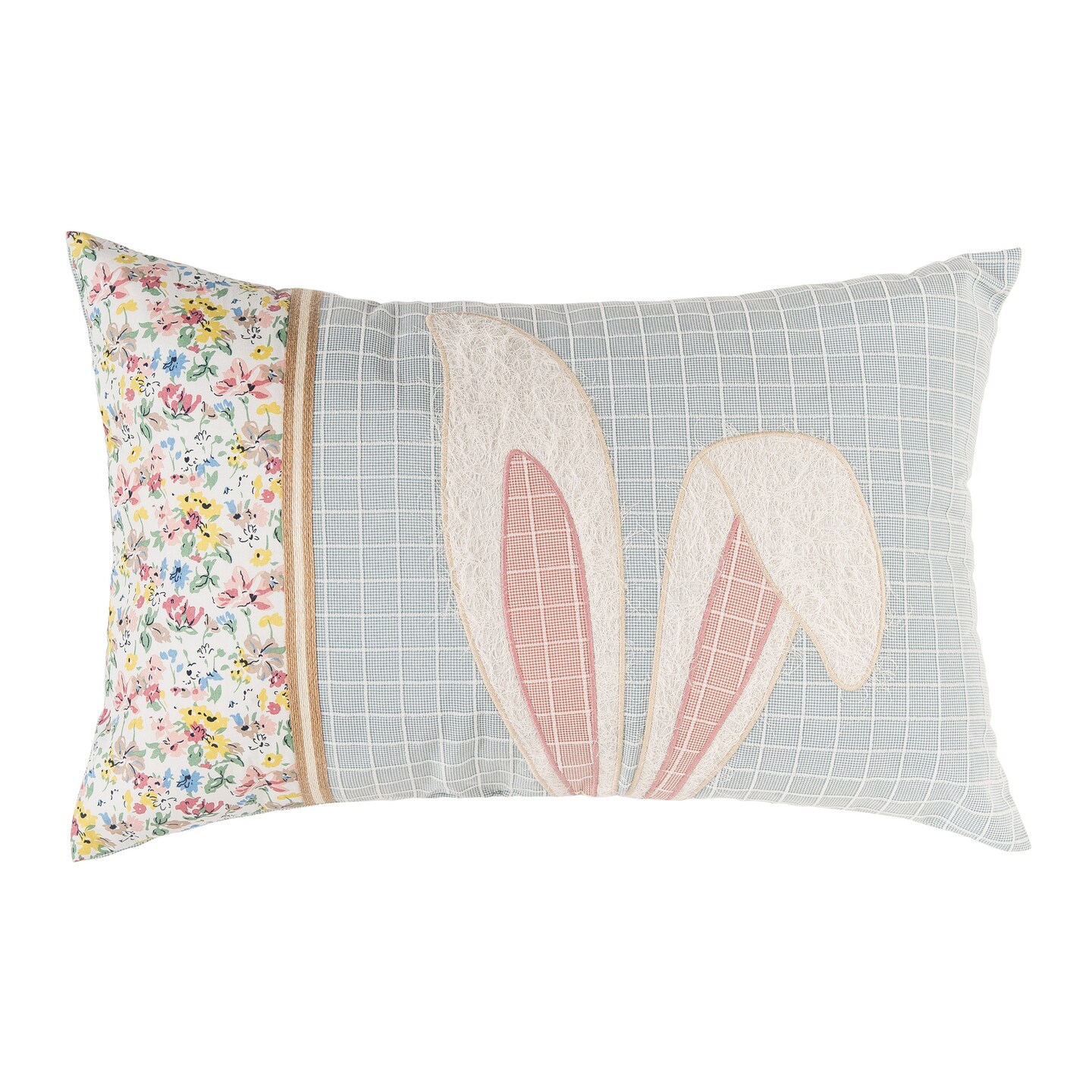 20&#x22; x 13&#x22; Easter Bunny Ear Embroidered Throw Pillow