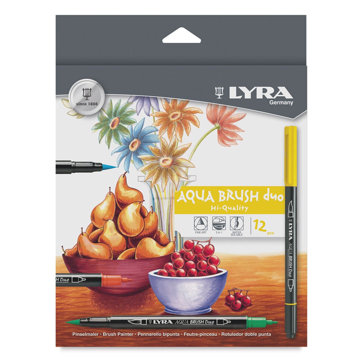Lyra Aqua Brush Duo Markers - Assorted Colors, Set of 12