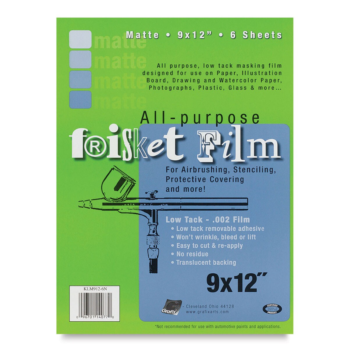 Grafix All-Purpose Frisket Film - 6 Sheets, 9" x 12", Matte, Low Tack