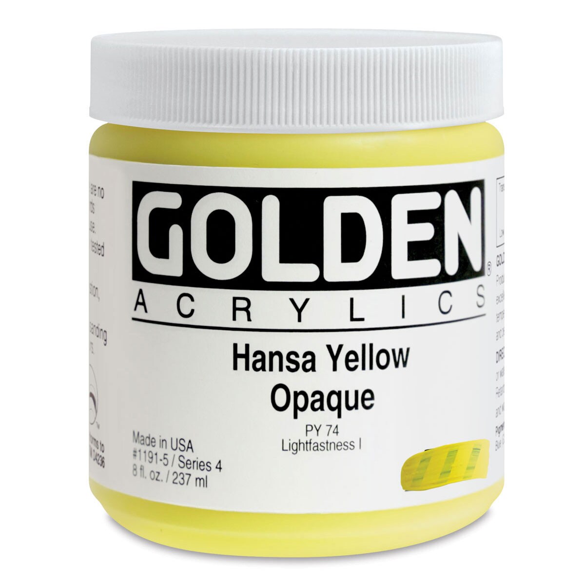 Golden Heavy Body Artist Acrylics - Hansa Yellow Opaque, 8 oz Jar