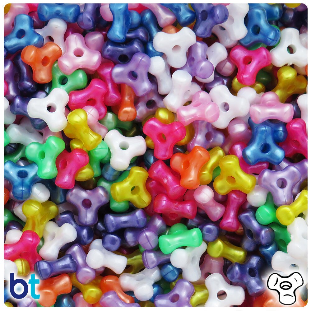 BeadTin Pearl Mix 11mm TriBead Plastic Craft Beads (500pcs)