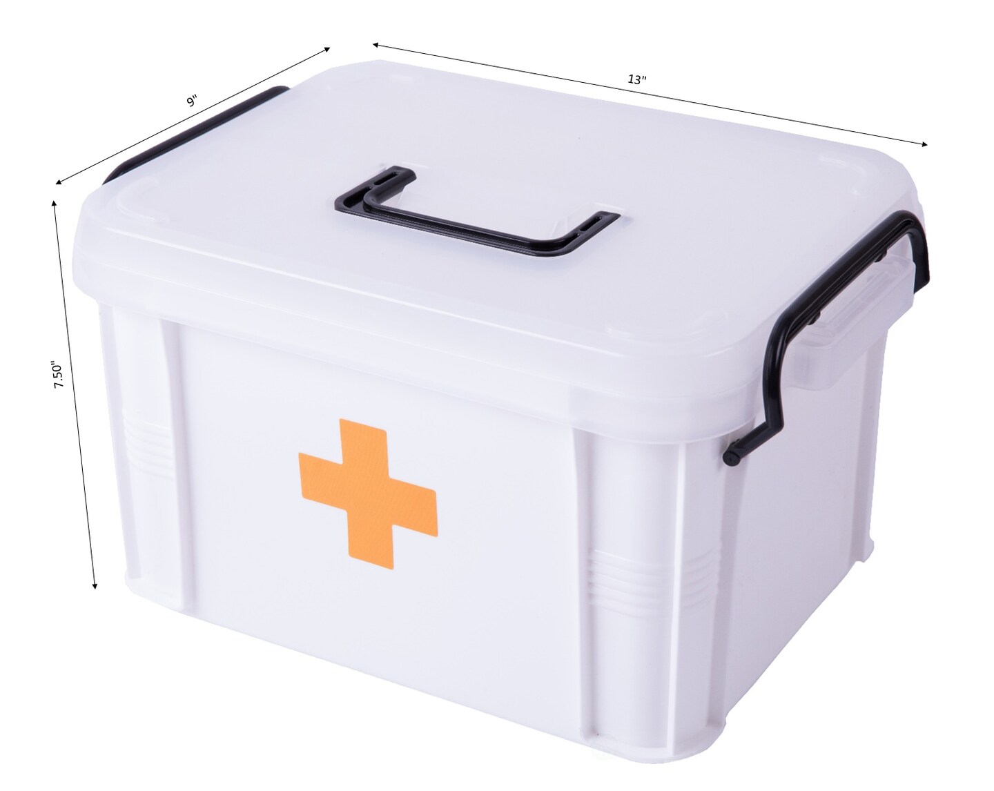 White Empty Medical Box for Home Emergency Supplies, Travel, Car, and Dorms – Compact First Aid Box with Handle, Detachable Tray and Locking Lid – Medical Organizer and First Aid Kit Storage