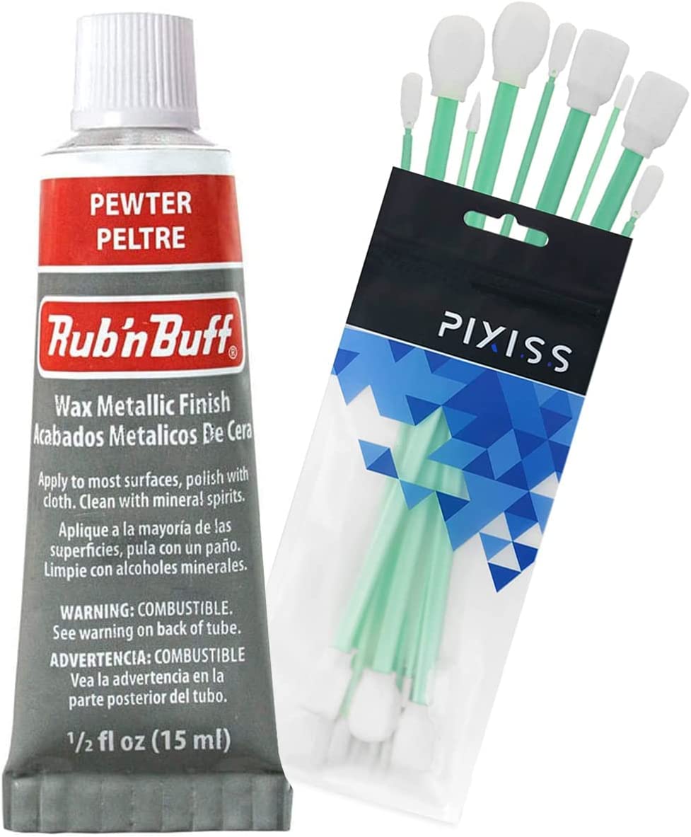 Rub n Buff Wax Finish Metallic Pewter, 0.5-Fluid Ounce, Pixiss Blending Tools