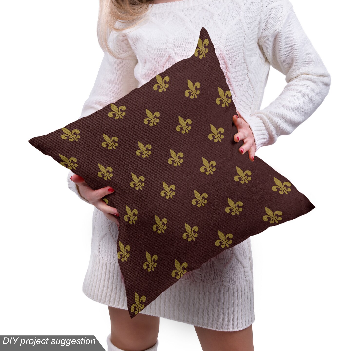 Ambesonne Fleur De Lis Fabric by The Yard, French Pattern European Culture Theme Abstract Vintage Renaissance, Decorative Fabric for Upholstery and Home Accents, 10 Yards, Yellow Burgundy