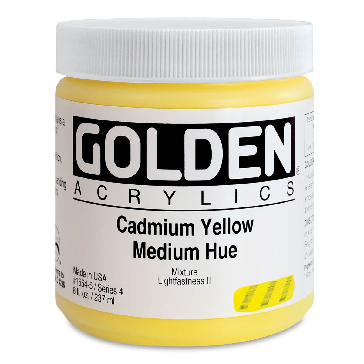 Golden Heavy Body Artist Acrylics - Cadmium Yellow Medium Hue, 8 oz jar