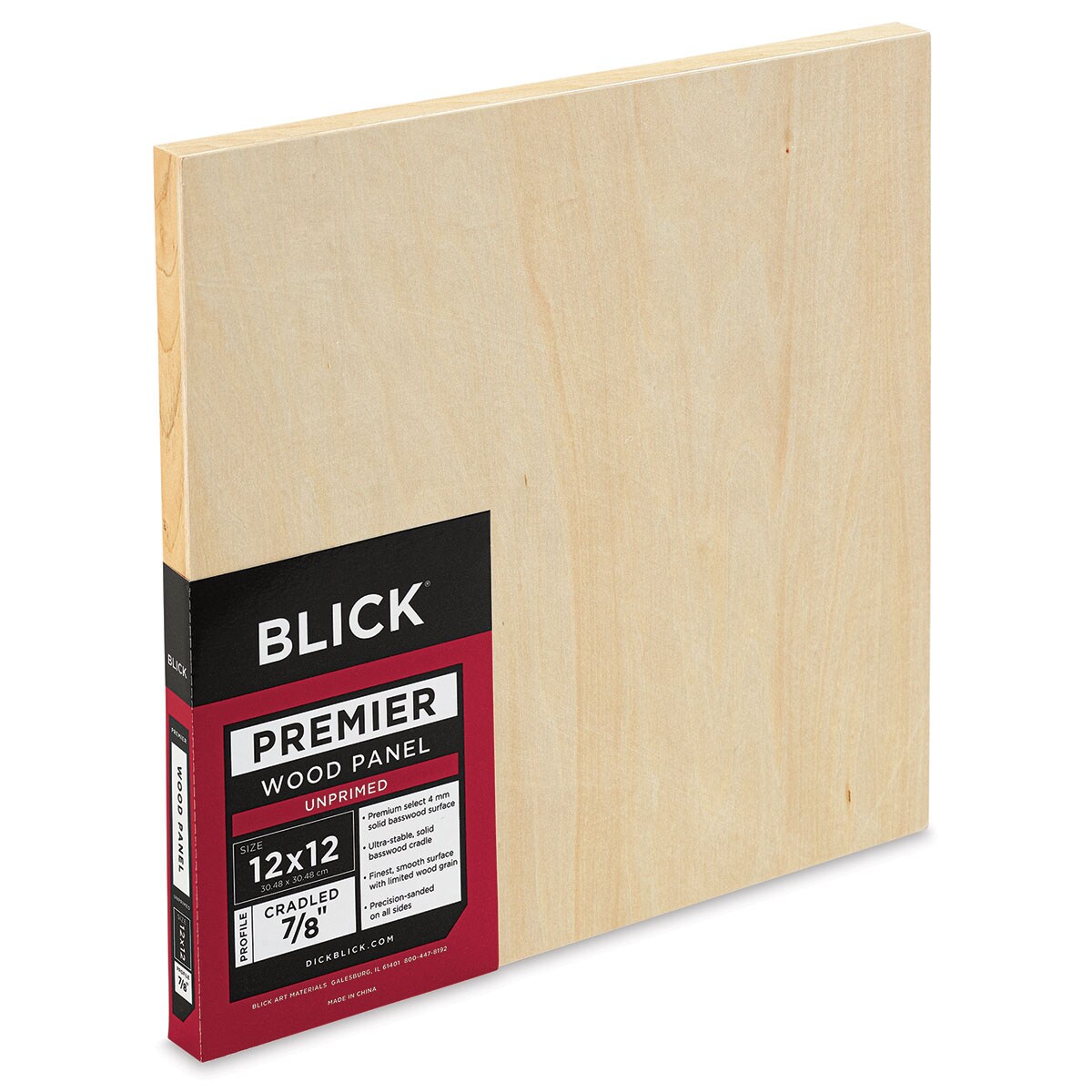 Blick Premier Wood Panel - 12&#x22; x 12&#x22;, 7/8&#x22; Traditional Profile, Cradled