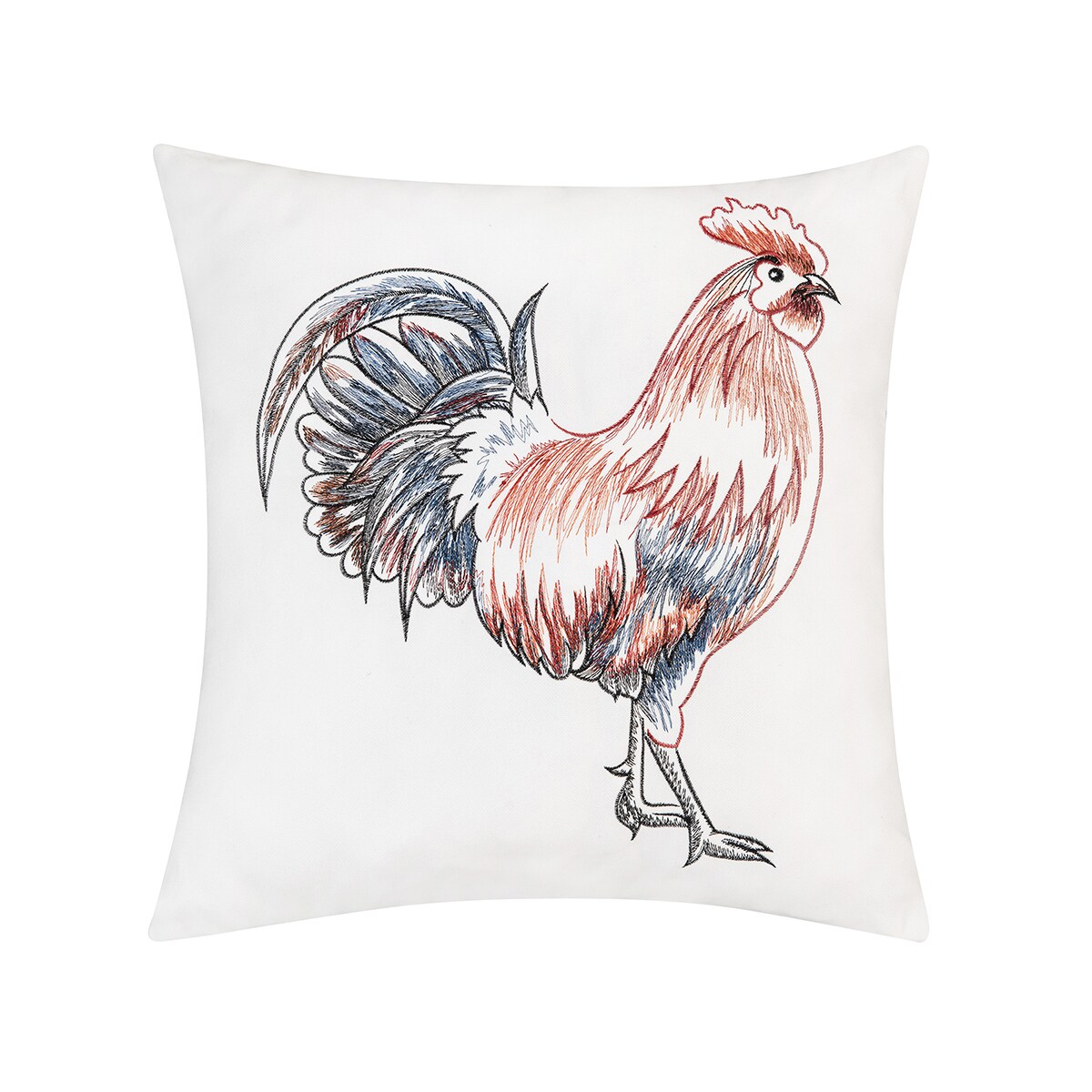 18&#x22; x 18&#x22; Rooster Strut Indoor / Outdoor Embroidered Throw Pillow