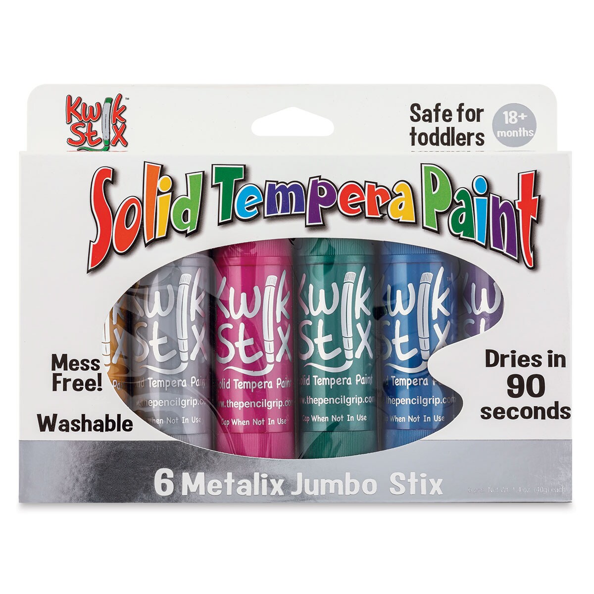 Kwik Stix Tempera Paint - Jumbo Stix, Metalix Colors, Set of 6
