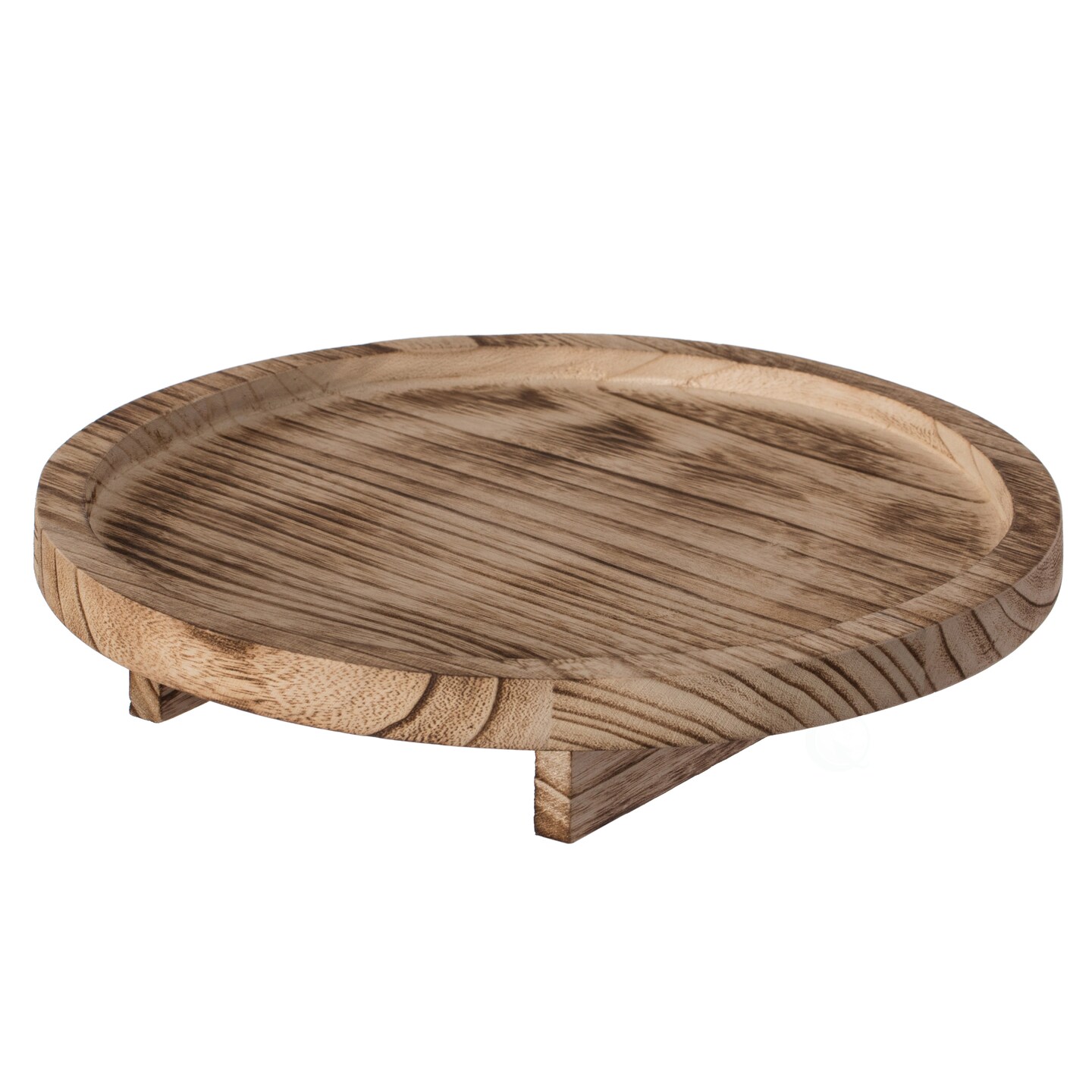 Natural Wooden Round Dish Ornament Slice Tray Table Charger with Height