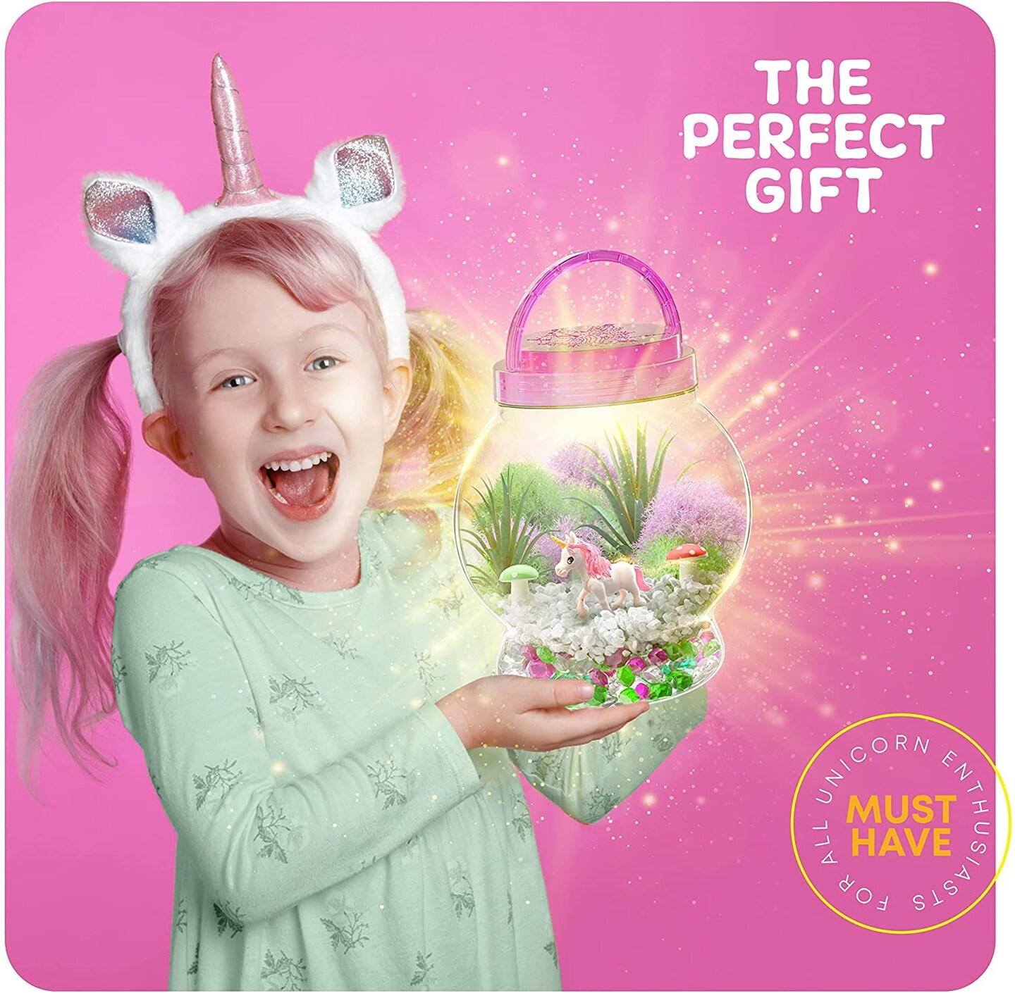 Light-Up Unicorn Terrarium Kit for Kids - Kids Birthday Gifts for Kids - Best Unicorn Toys &#x26; Activities Kits Presents - Arts &#x26; Crafts Stuff for Little Girls &#x26; Boys