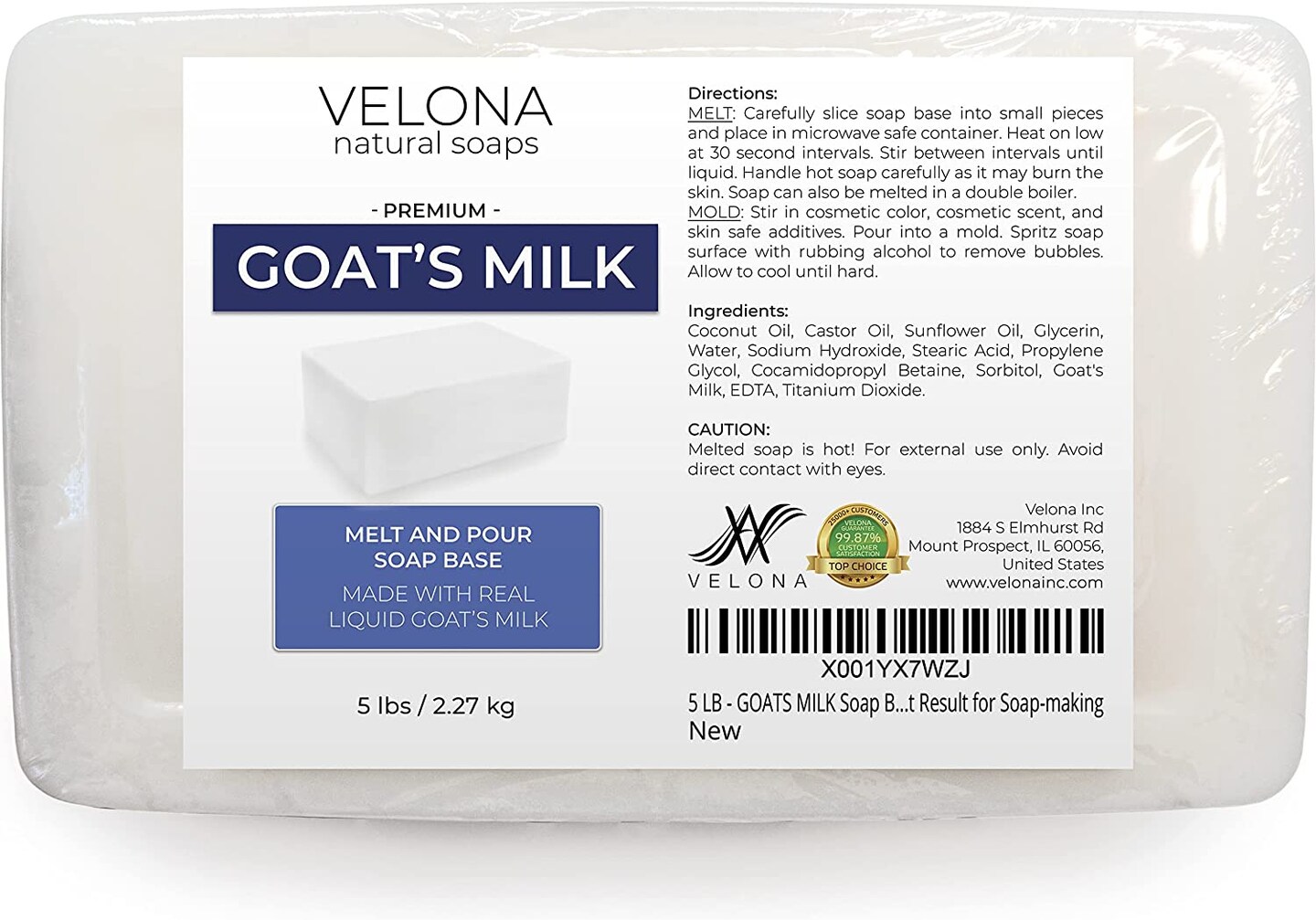 5 LB - GOATS MILK Soap Base by Velona | SLS/SLES free | Melt and Pour | Natural Bars For The Best Result for Soap-making&#x2026;