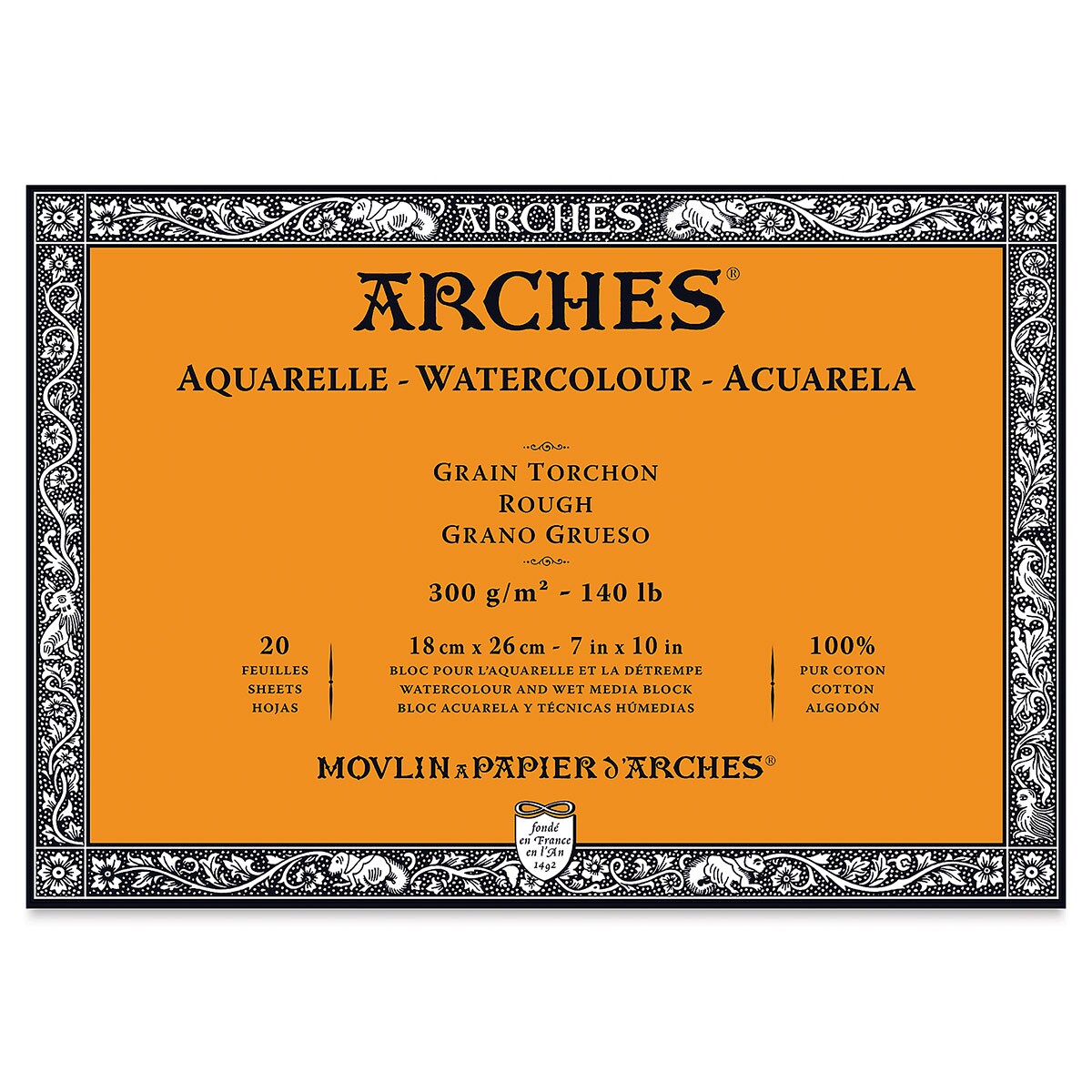 Arches Watercolor Block 7 x 10 Rough, 20 Sheets • Price »