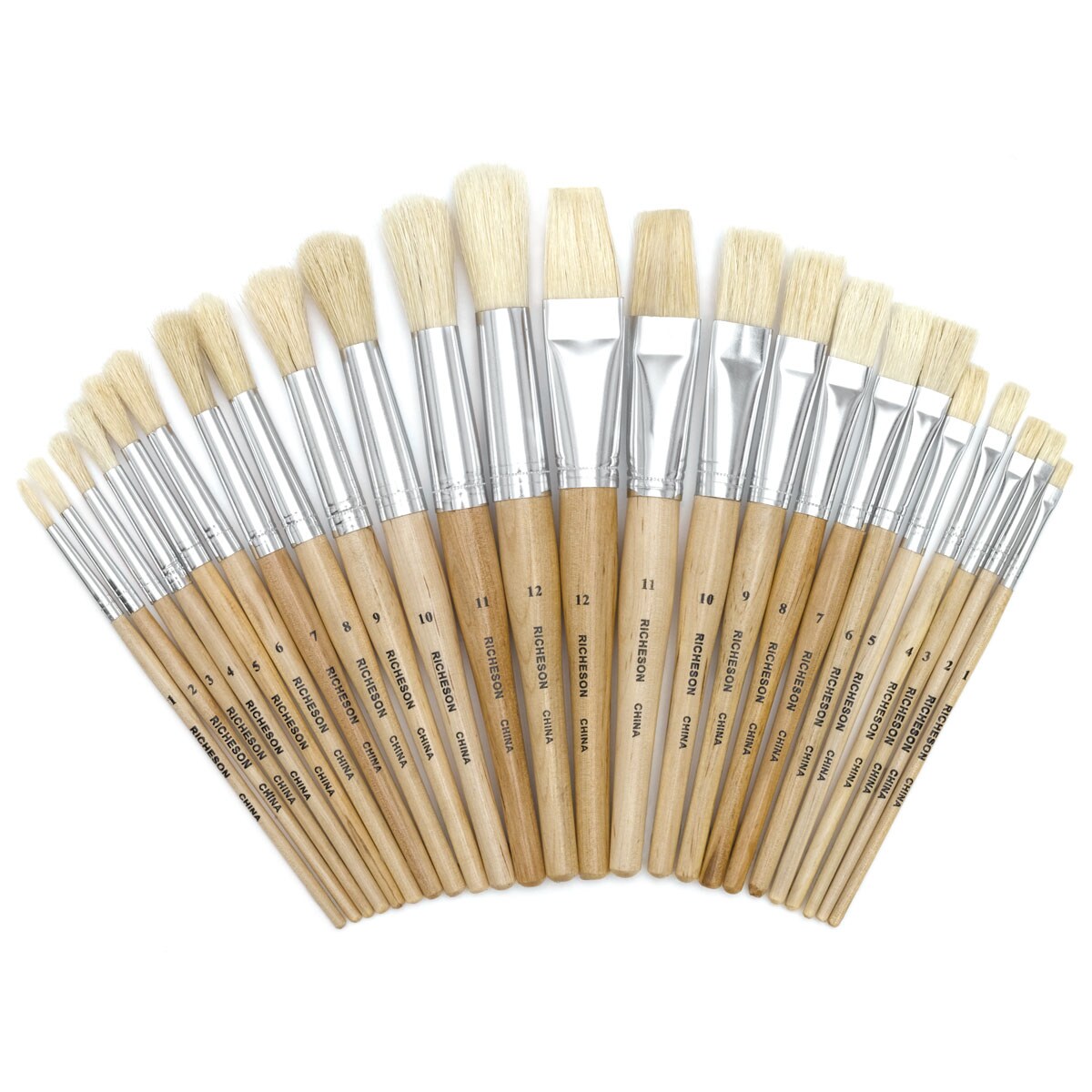 Richeson White Bristle Brush Set - Set of 24