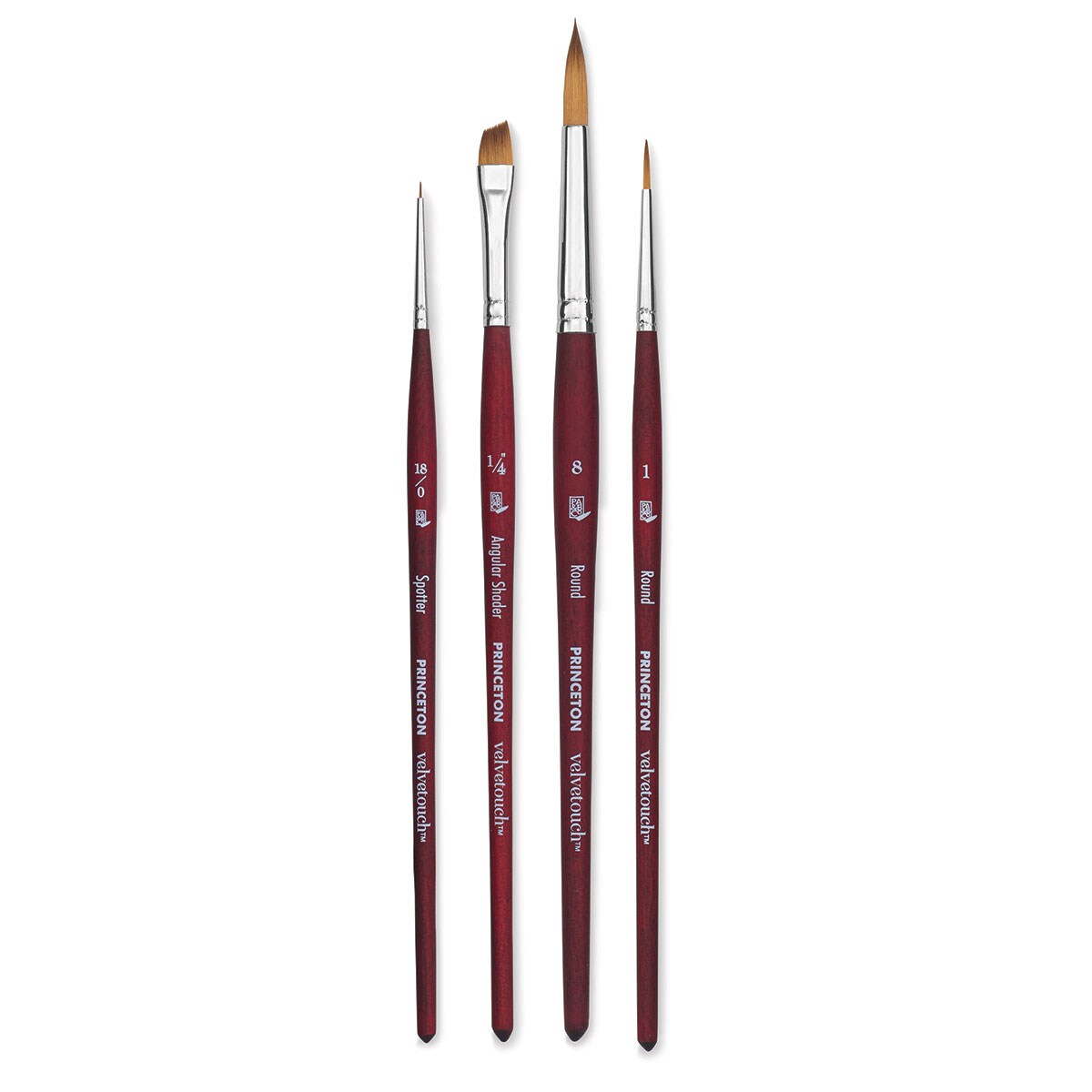 Princeton Velvetouch Series 3950 Synthetic Brushes - Exclusively Ours, Short Handle, Set of 4