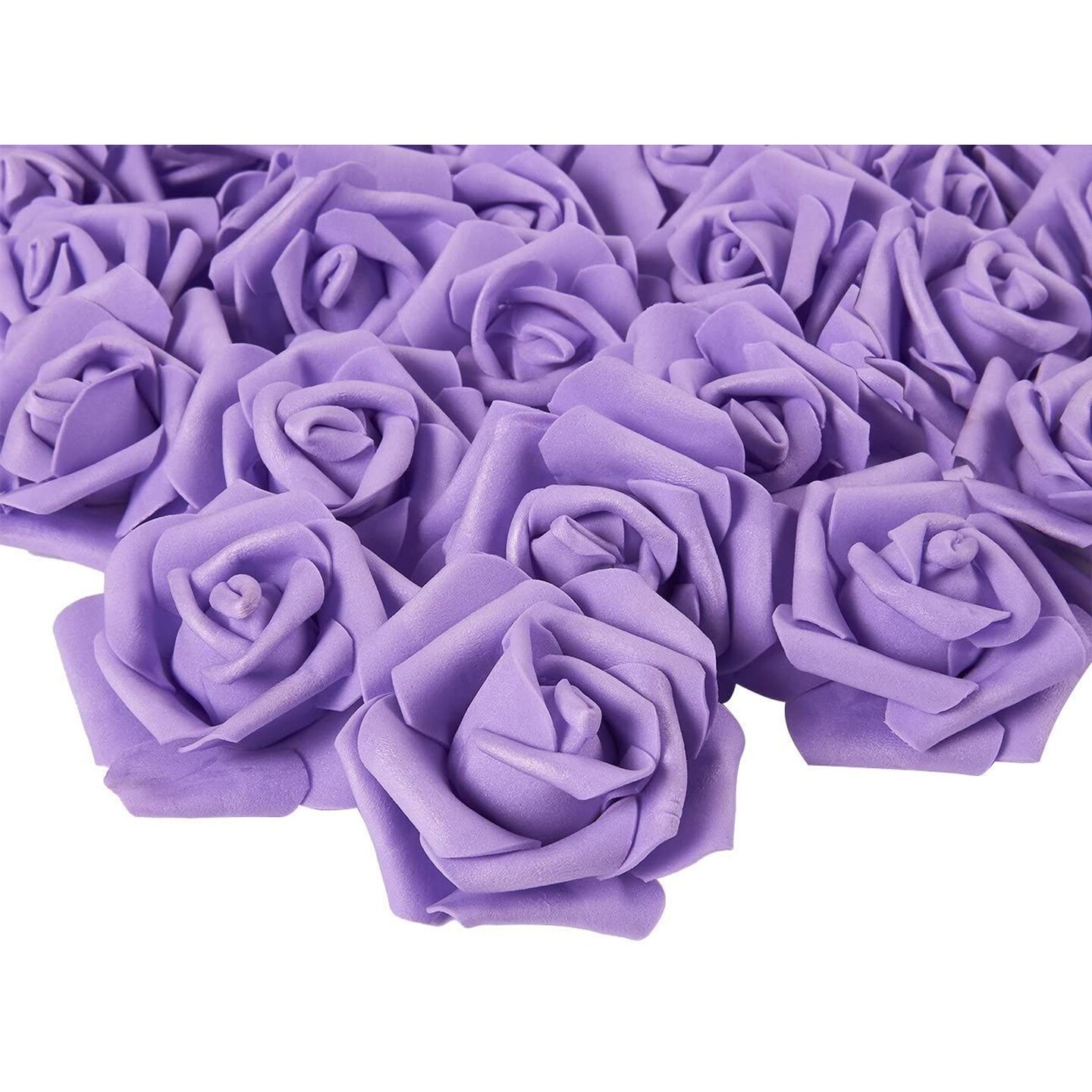 100 Pack Purple Roses, Artificial Flowers Bulk, 3 Inch Stemless Flower  Heads for Decorations, Valentines