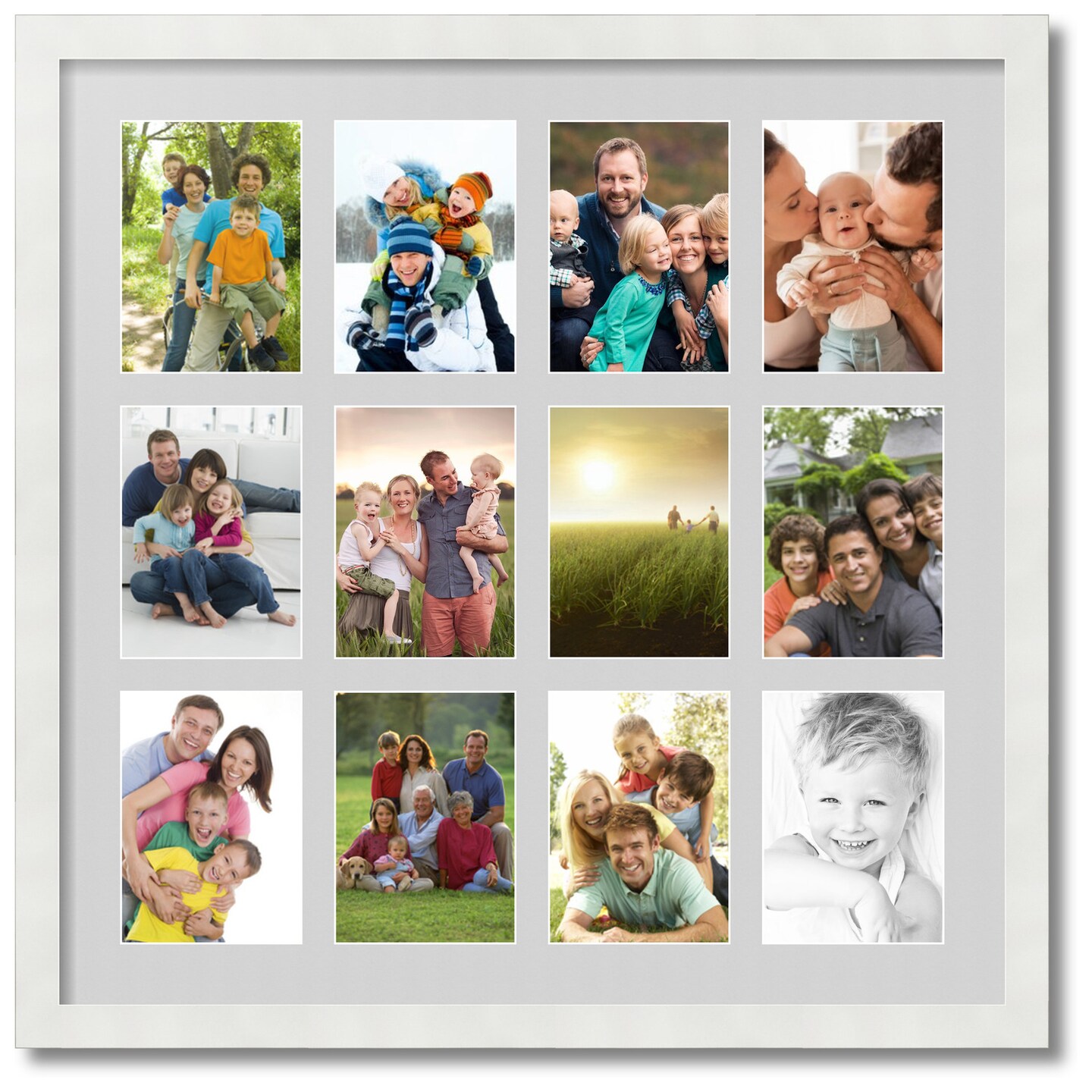 ArtToFrames Collage Photo Picture Frame with 12 - 5x7 inch Openings, Framed in White with Over 62 Mat Color Options and Plexi Glass (CSM-3966-229)