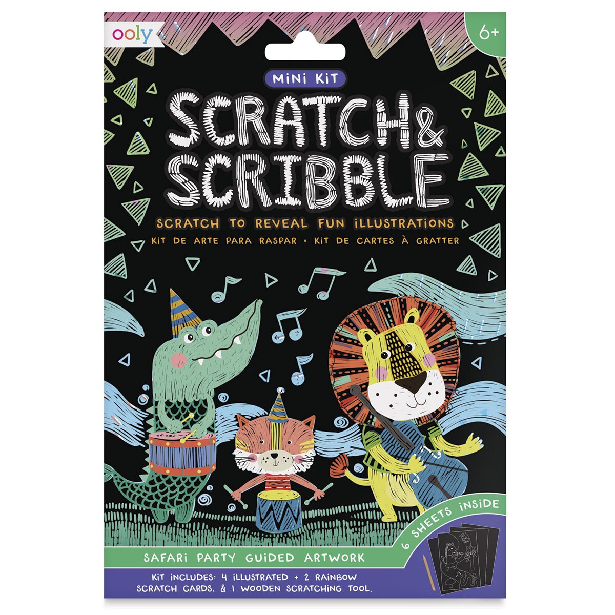 Ooly Scratch and Scribble Mini Scratch Art Kit - Safari Party