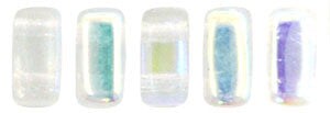 Czechmate 3mm X 6mm Brick Glass Czech Two Hole Bead, Crystal AB