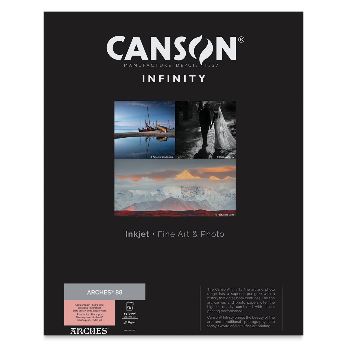 Canson Infinity Arches 88 Inkjet Fine Art and Photo Paper - 17&#x22; x 22&#x22;, 310 gsm, Package of 25