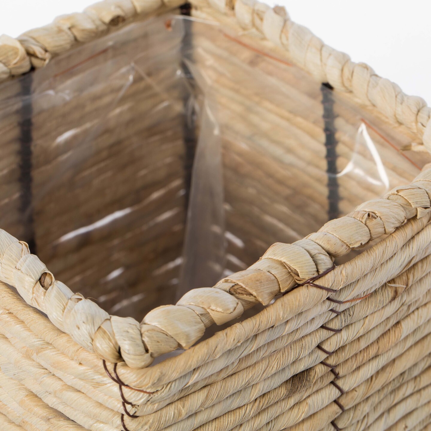 Woven Square Flower Pot Planter with Leak-Proof Plastic Lining