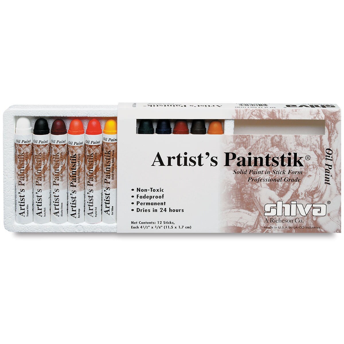 Shiva Oilstik Oil Paint - Professional Set, Set of 12 Colors
