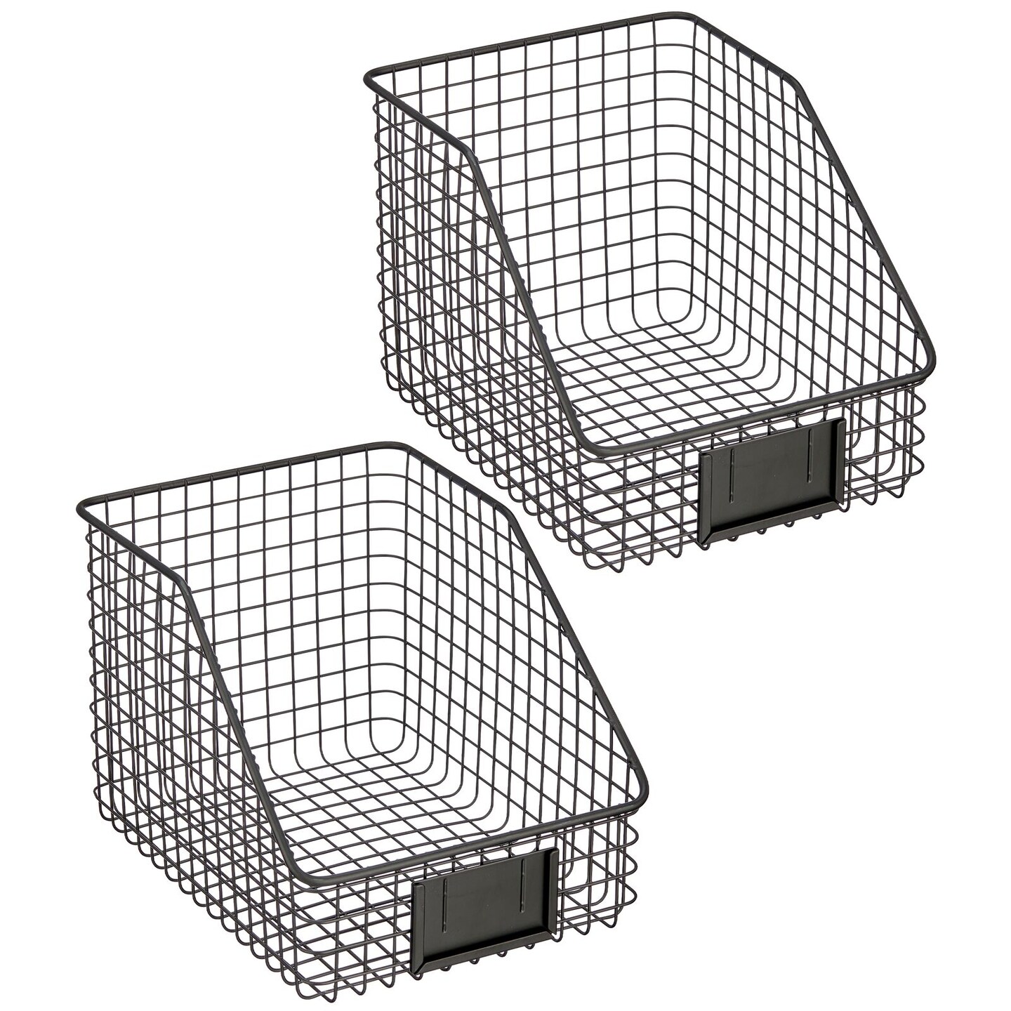 mDesign Slanted Front Kitchen Pantry Storage Organizer Basket - 2 Pack