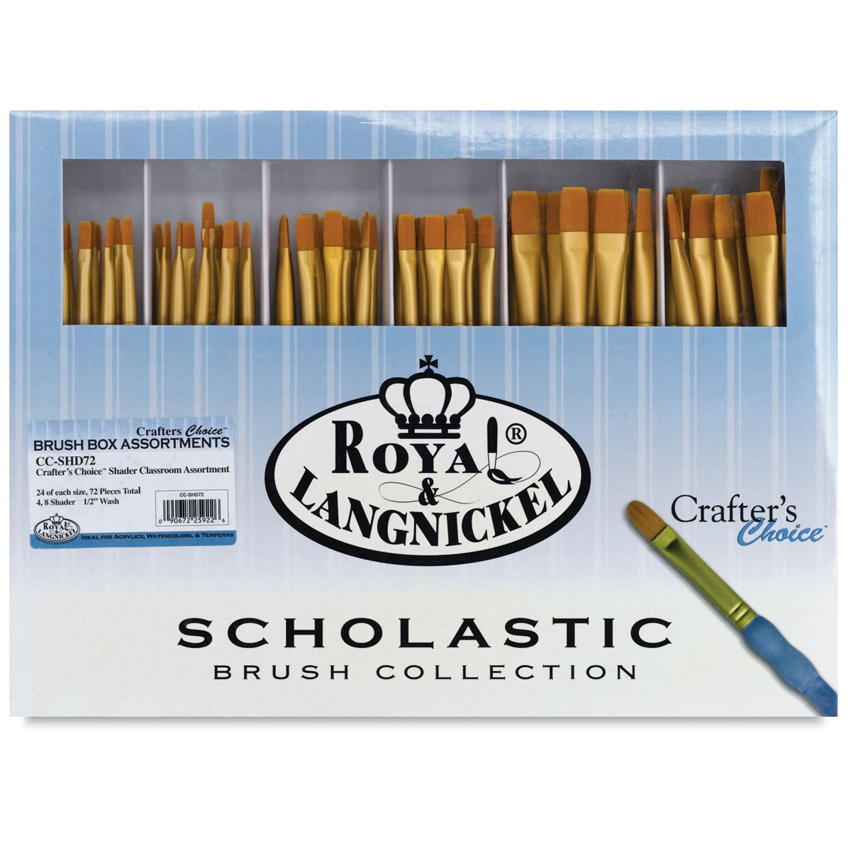 Royal Langnickel Scholastic Choice Class Pack - Golden Taklon Shader Combo, Set of 72