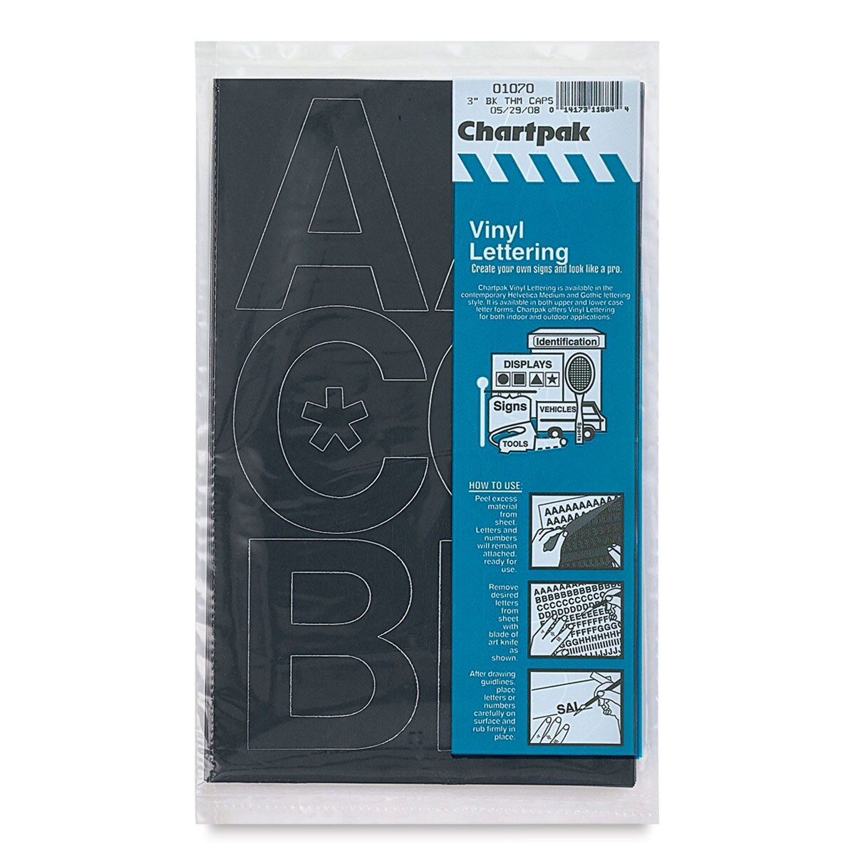 Chartpak Vinyl Letters &#x2013; 3&#x22; Capital Letters, Black