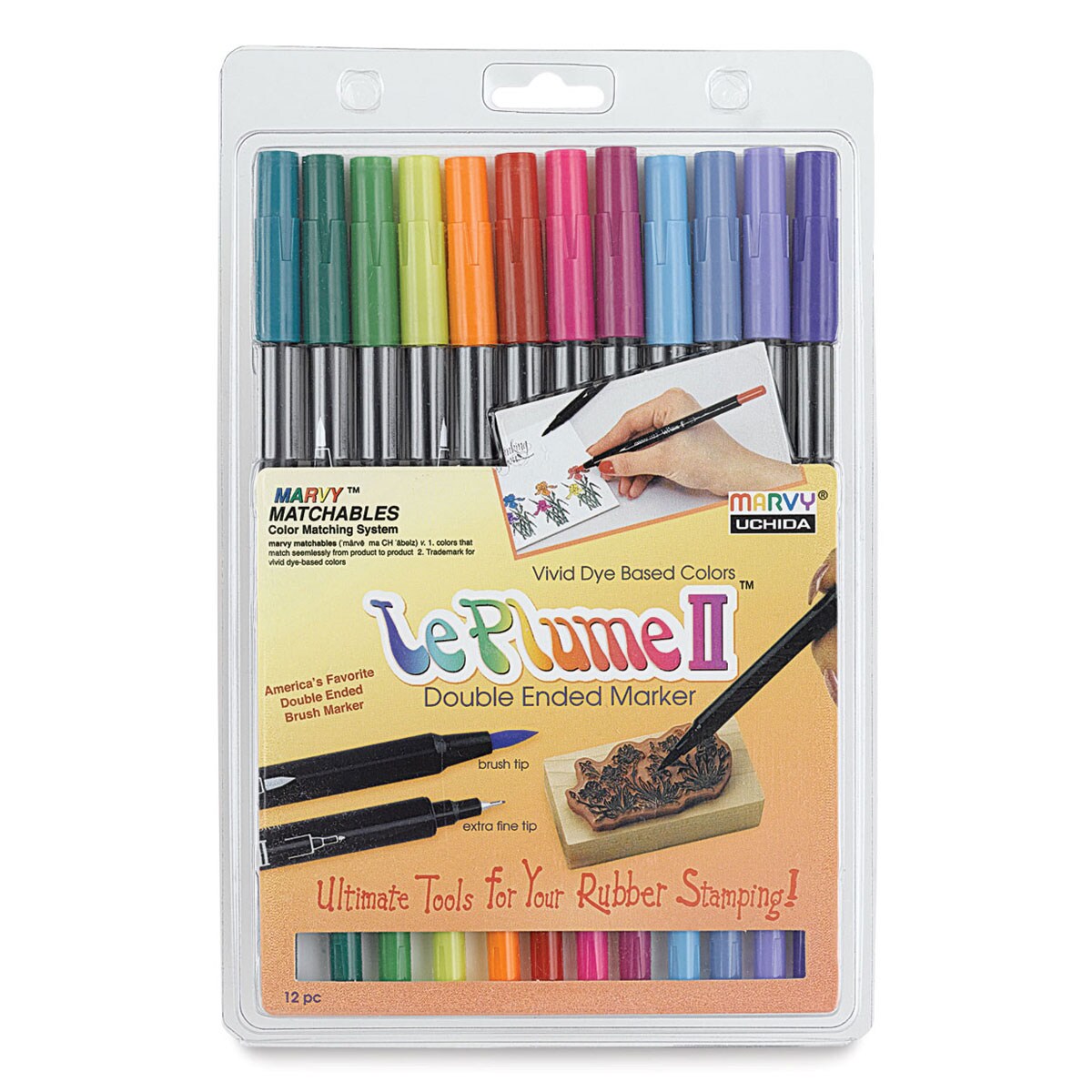 Le Plume II Dual-Tipped Marker - Bright Colors, Set of 12