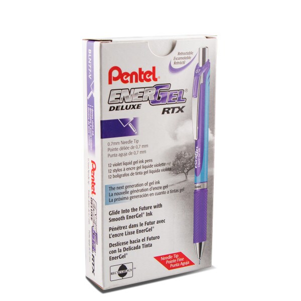 EnerGel RTX Retractable Liquid Gel Pen, (0.7mm) Needle Tip, Medium Line, Violet Ink