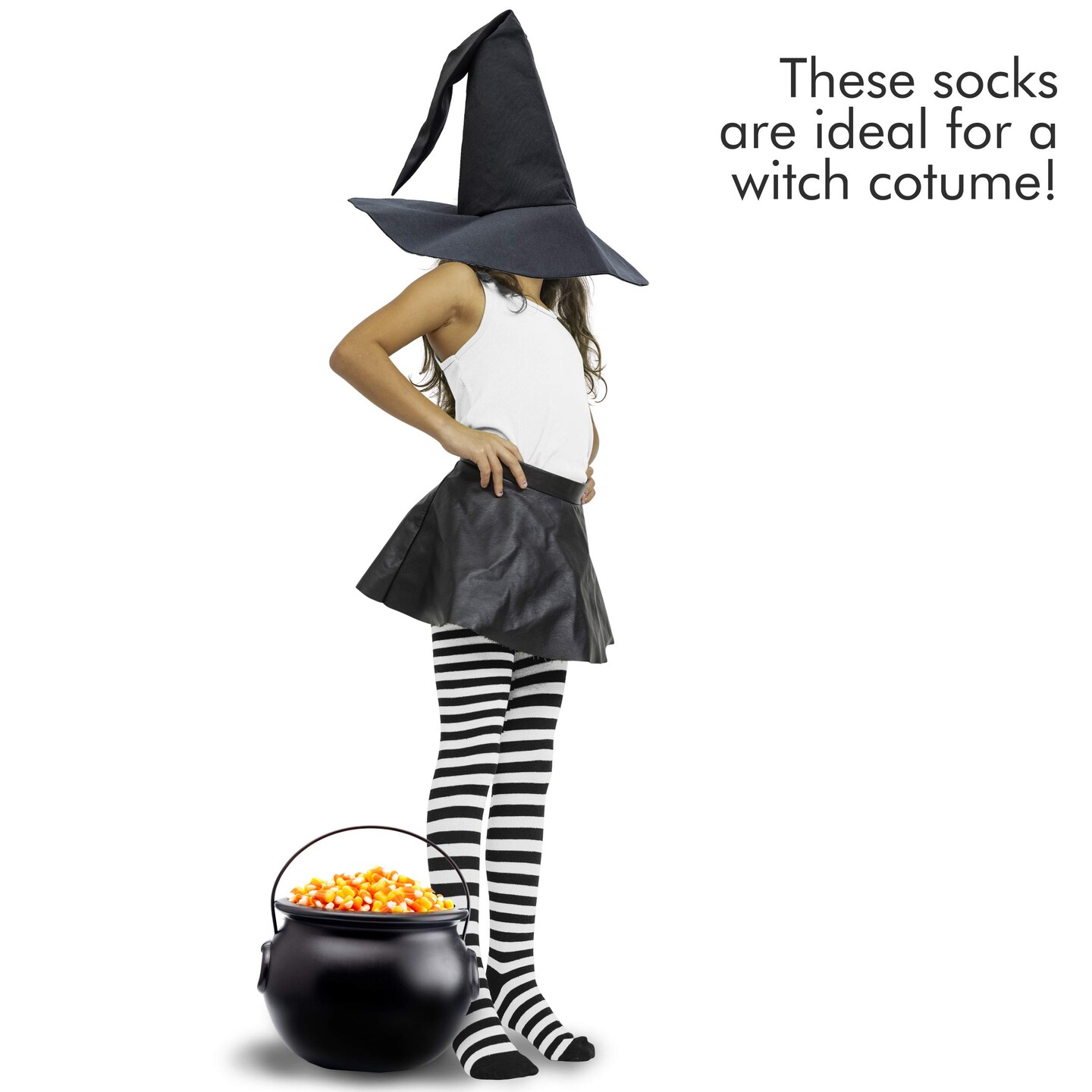 Black and White Socks - Over The Knee Striped Thigh High Costume Accessories Stockings for Men, Women and Kids