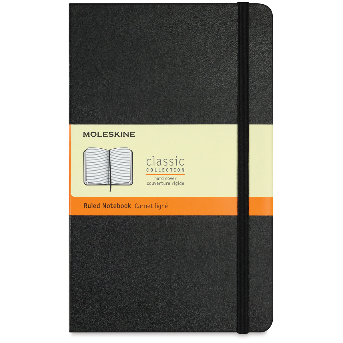 Moleskine Classic Hardcover Notebook - Black, Ruled, 8-1/4" x 5"