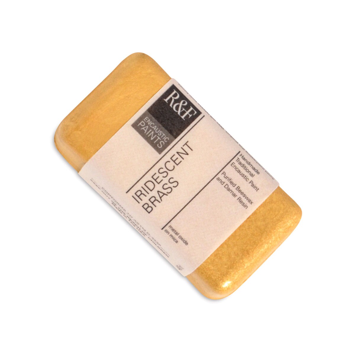 R&#x26;F Encaustic Paint Block - Iridescent Brass, 40 ml block