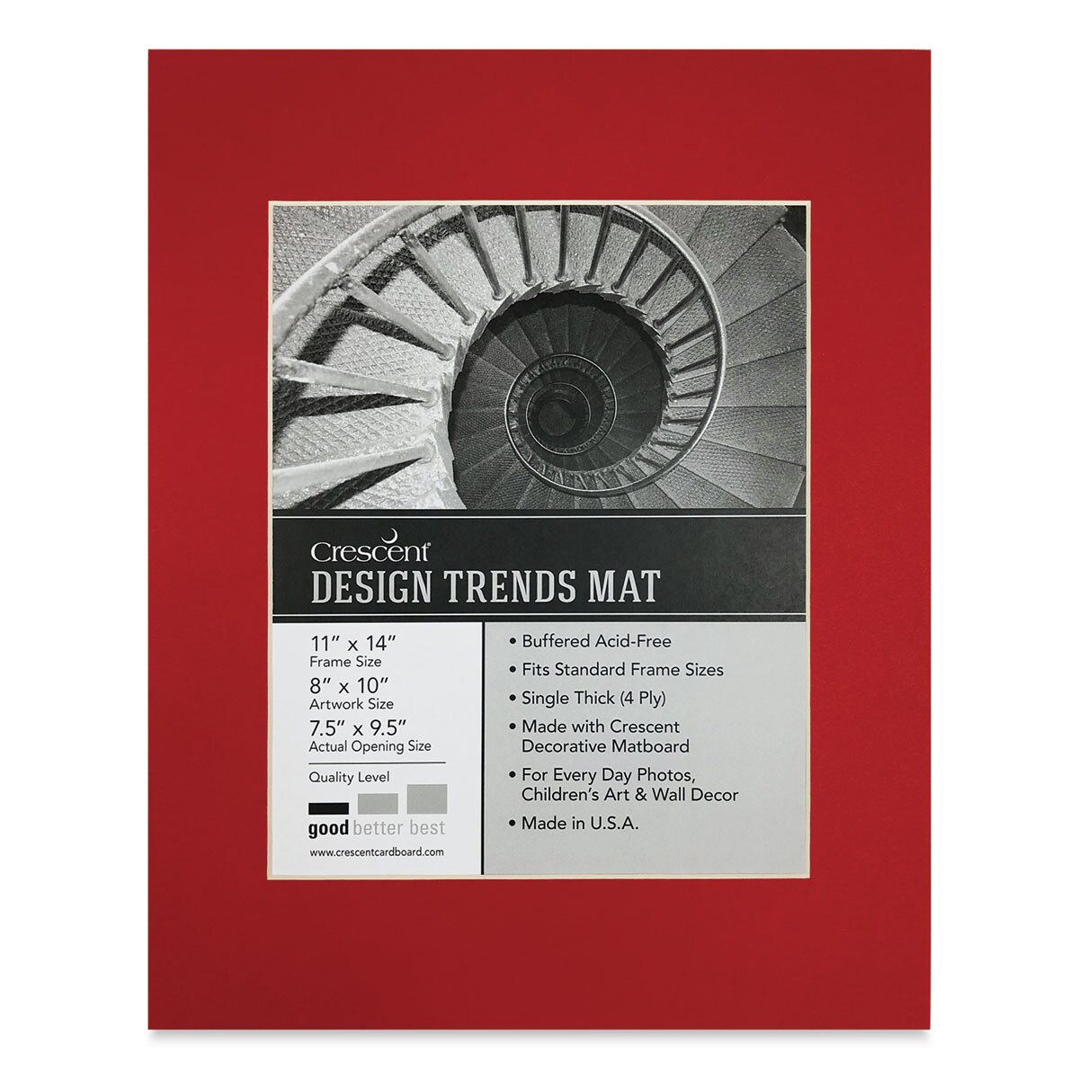Crescent Pre-Cut Mat - Chinese Red, 11&#x22; x 14&#x22; (7-1/2&#x22; x 9-1/2&#x22; Opening)