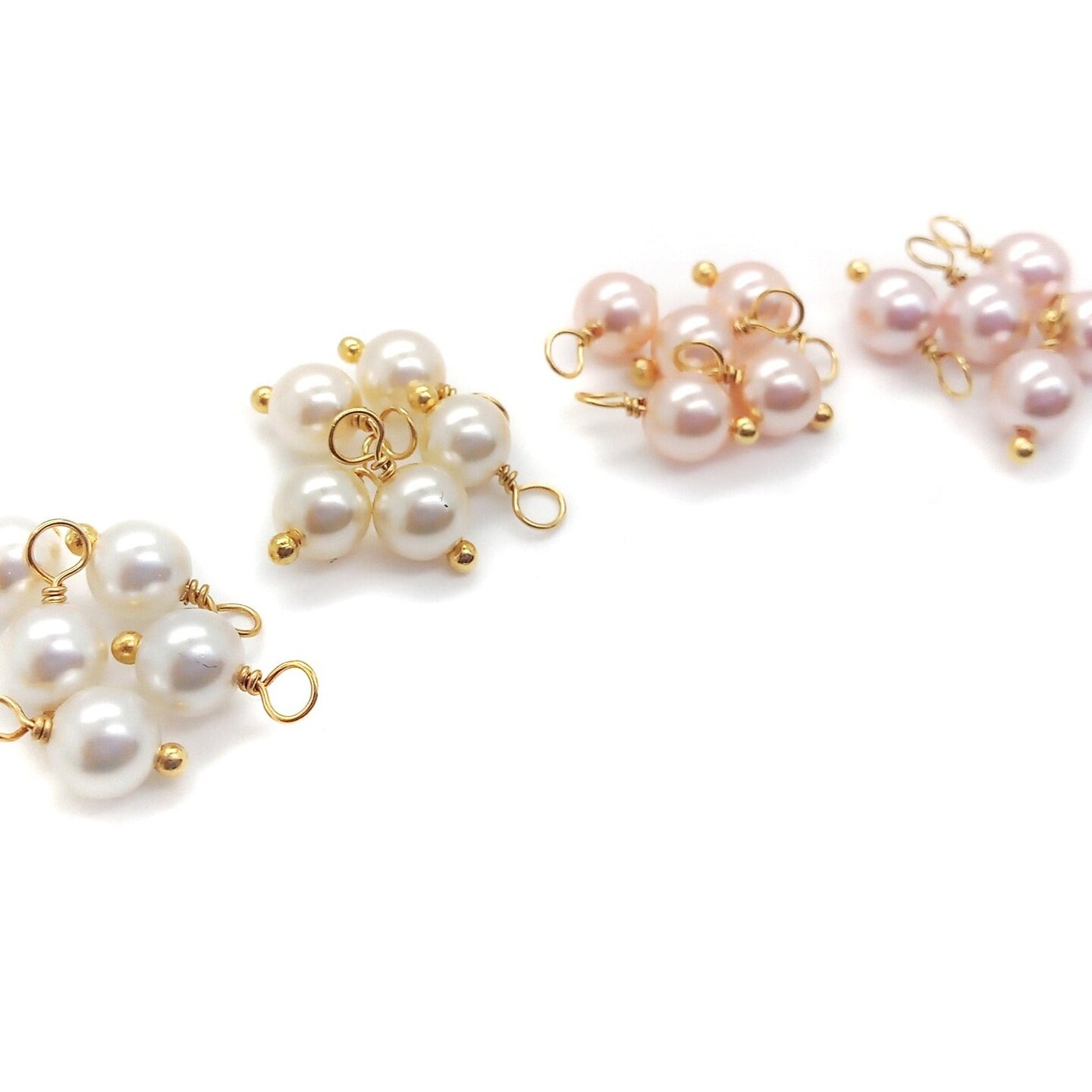 Crystal Pearl Dangles, Pastel 6mm Pearl Charms with Gold-Tone Wire, Set of 10 Charms, Adorabilities