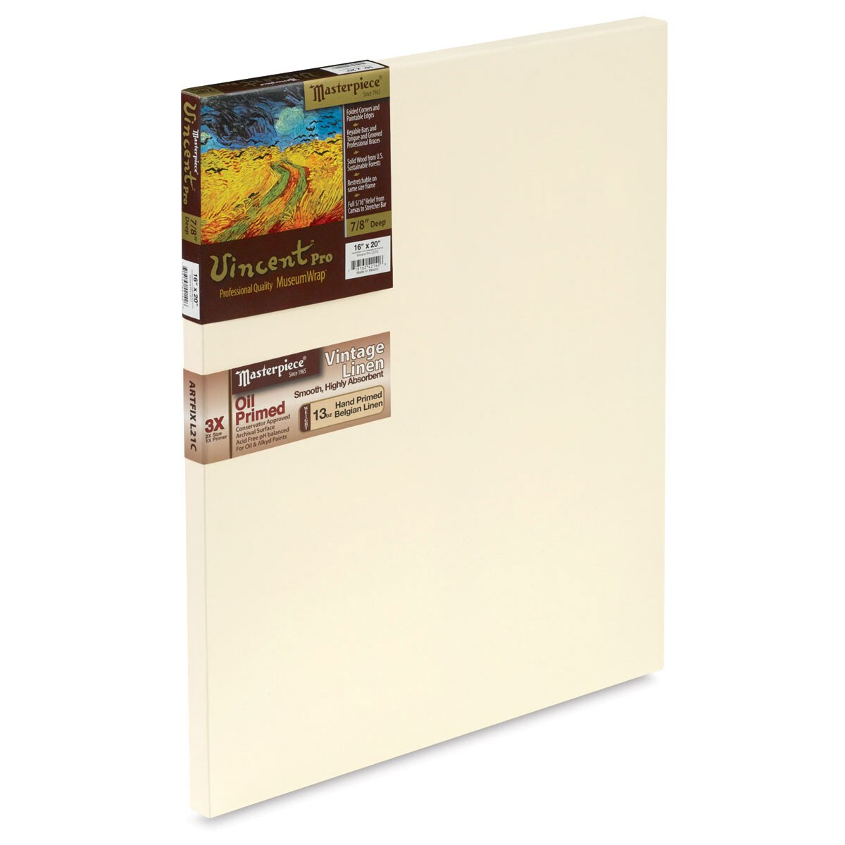 Masterpiece Vincent Pro Artfix Linen Canvas - 16" x 20", Oil Primed