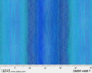 Ombre Blue 108&#x27; Quilt Back Cotton Fabric by P &#x26; B Textiles