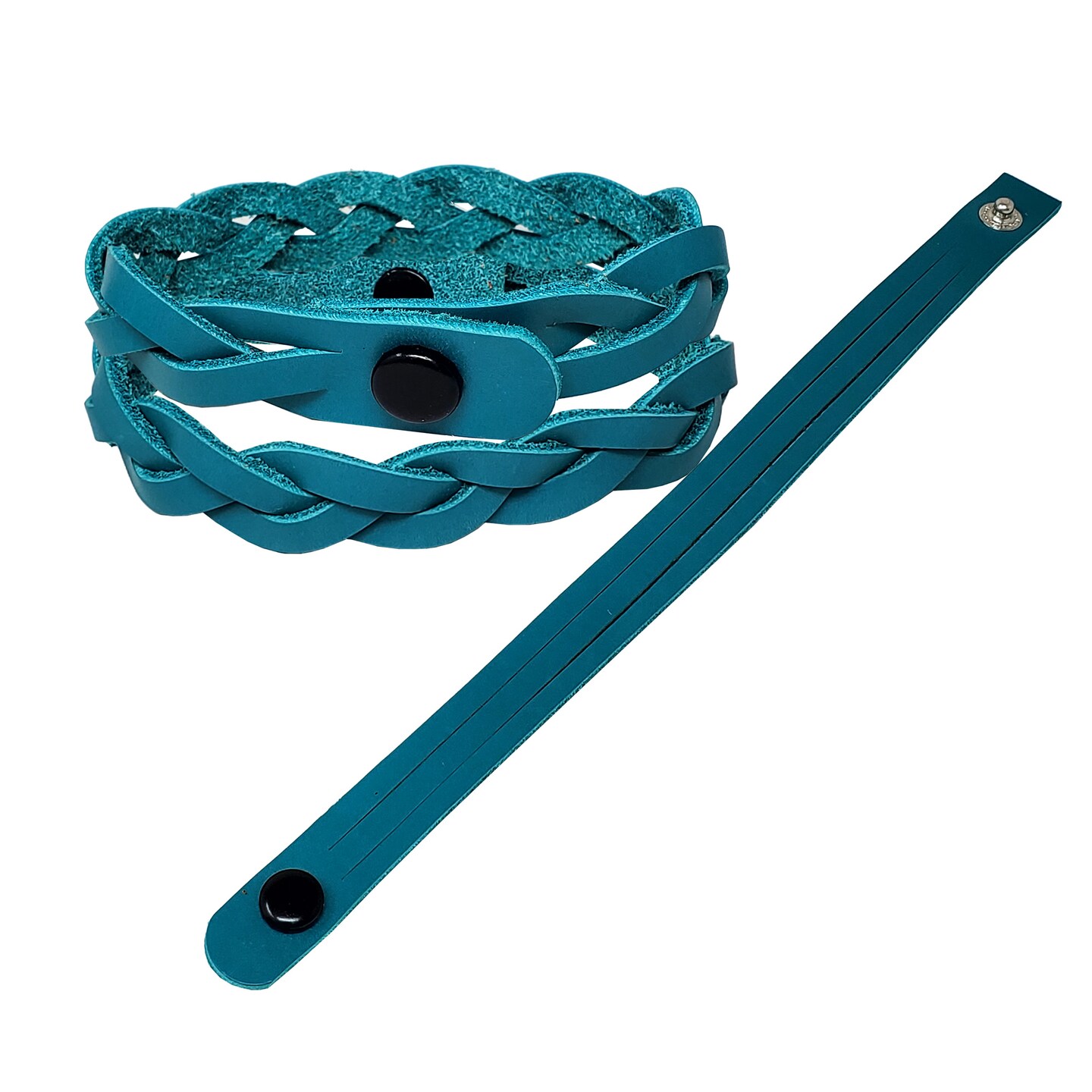 Mystery Braid Leather Bracelets Kit - 8 TurquoiseDIY Leather Bracelets Braiding Ready - Made in USA