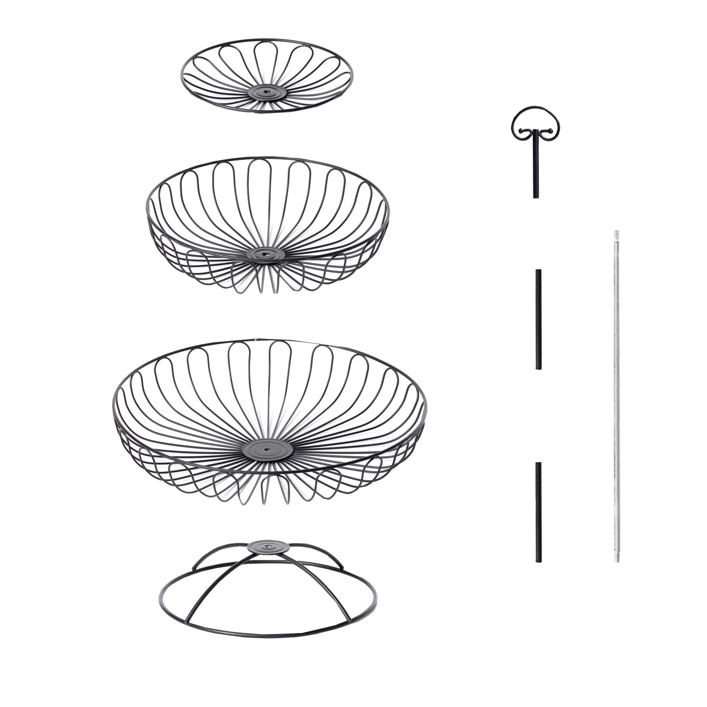 3 Tiers Wire Iron Basket Fruit Bowl, Black