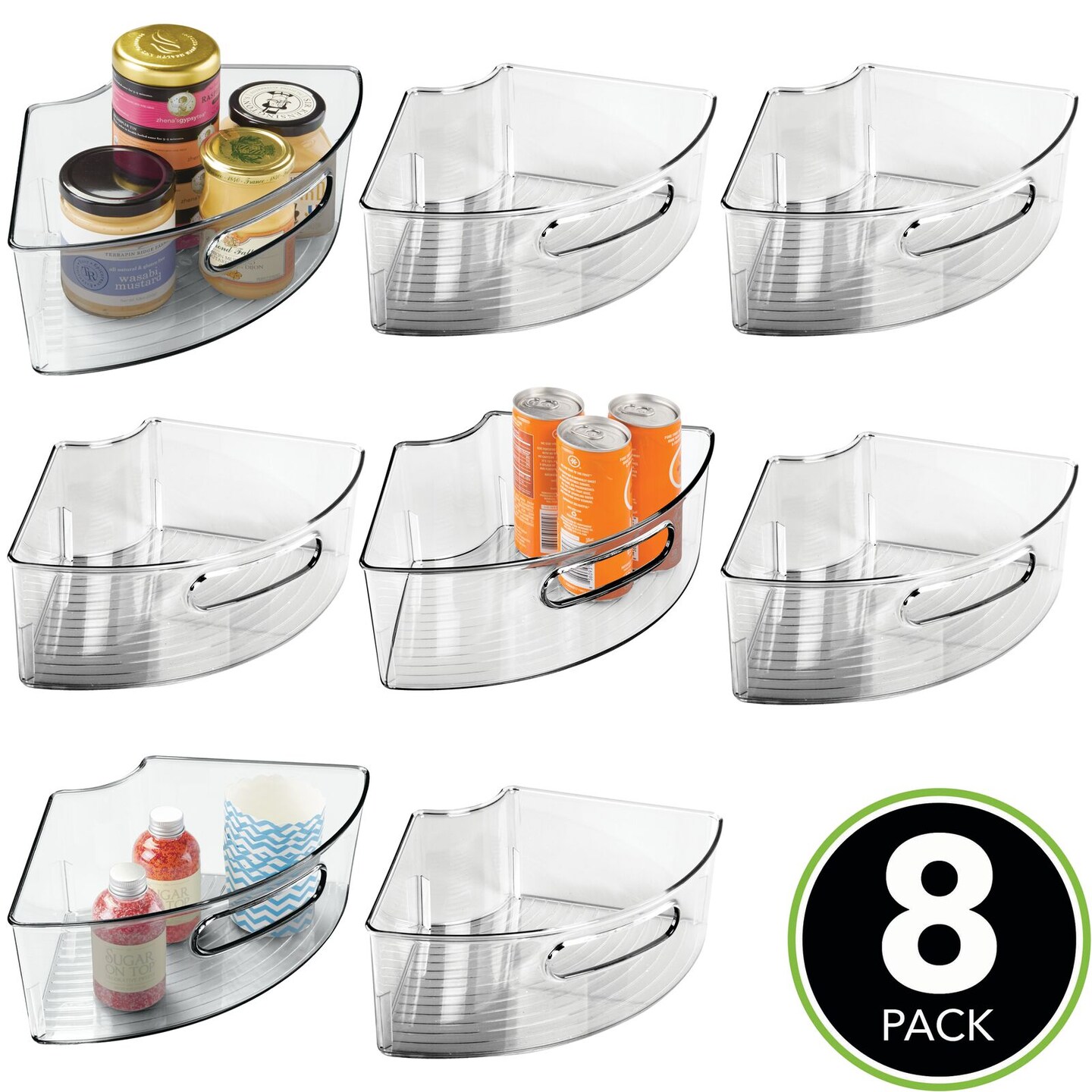 mDesign Lazy Susan Kitchen Food Storage Organizer Bin, 1/4 Wedge, 8