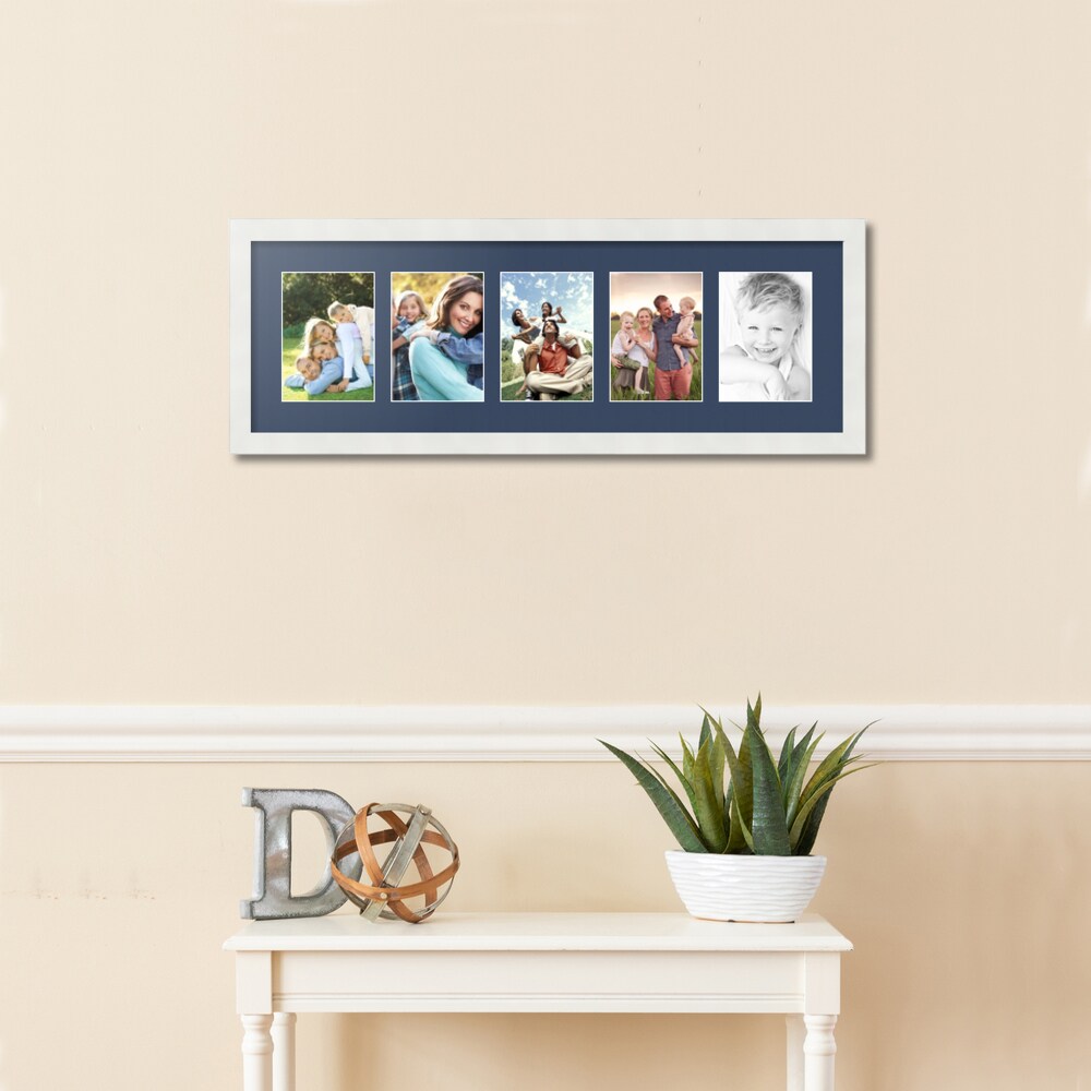 ArtToFrames Collage Photo Picture Frame with 5 - 5x7 inch Openings, Framed in White with Over 62 Mat Color Options and Plexi Glass (CSM-3966-152)